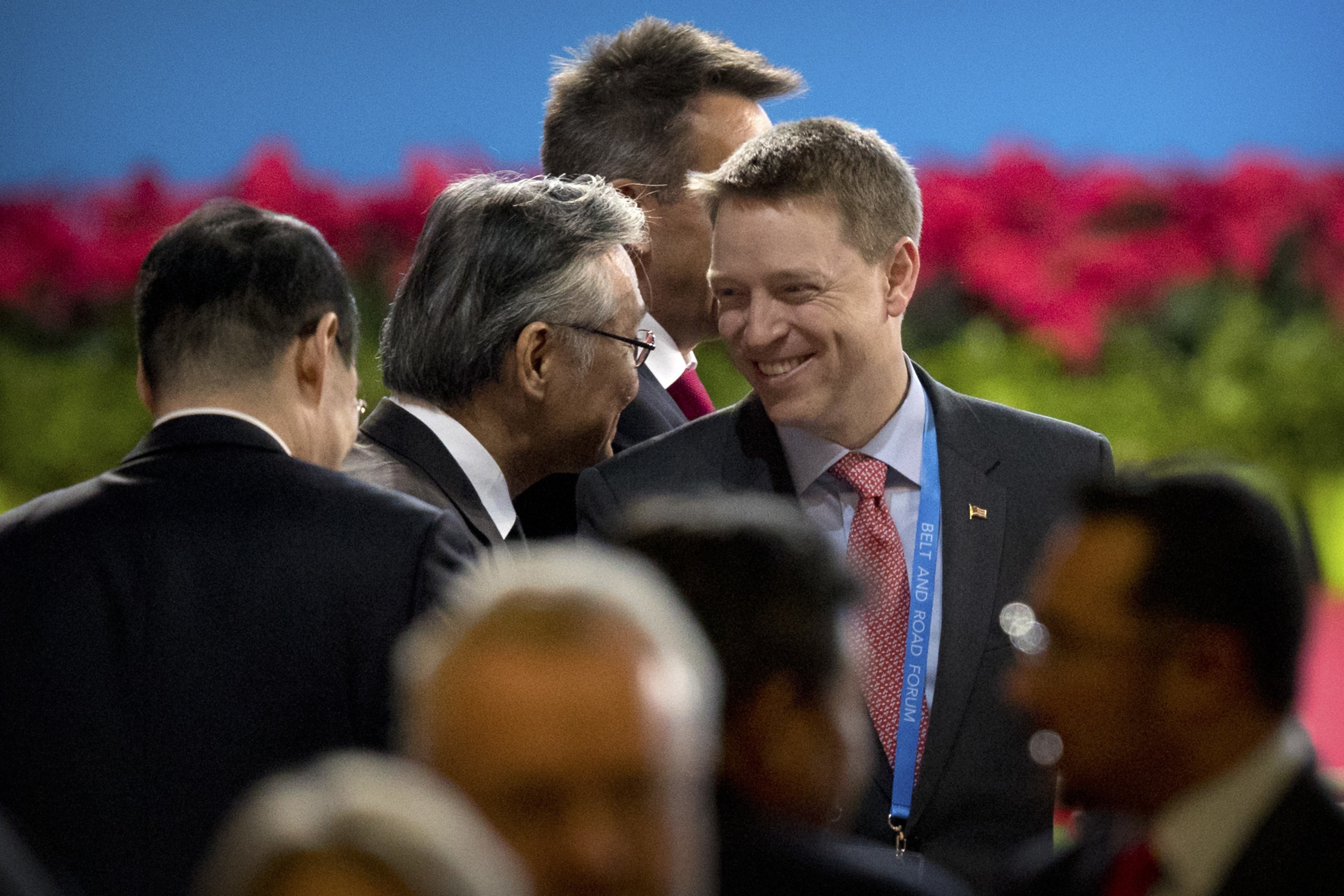Matt Pottinger, US National Security Council senior director for East Asia, arrives for the opening ceremony of the belt and road forum in Beijing on Sunday. Photo: AP