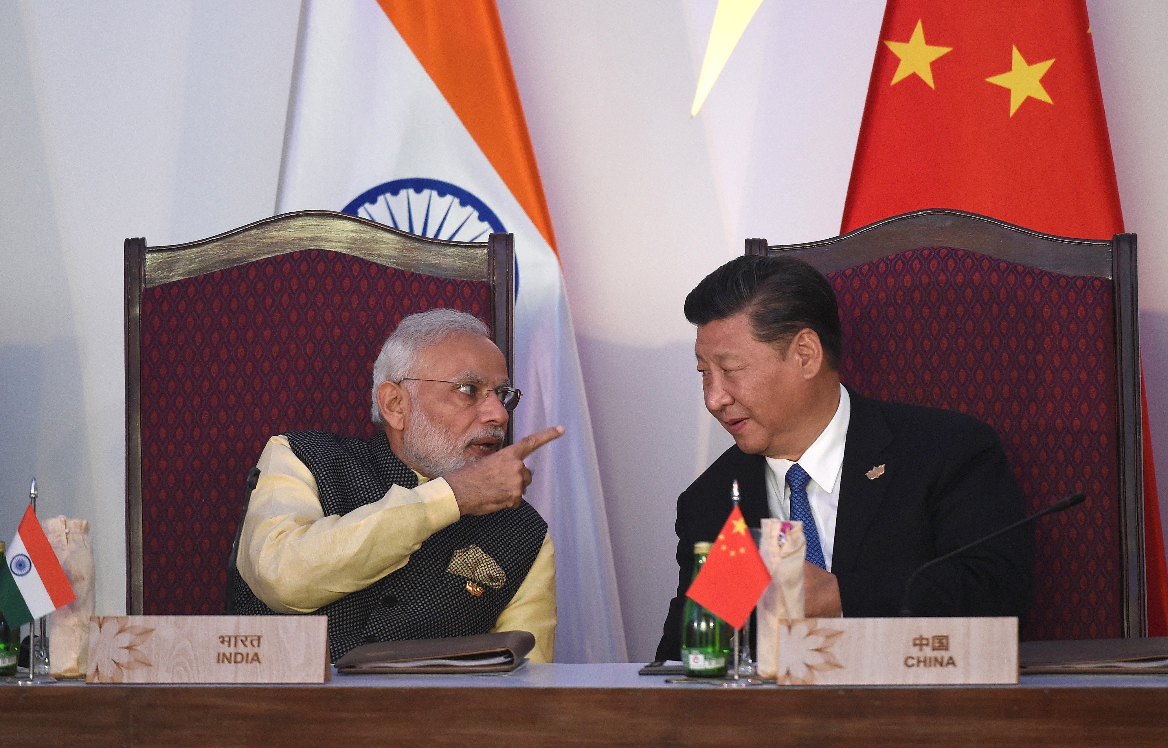 Indian Prime Minister Narendra Modi and President Xi Jinping at the BRICS leaders’ meeting with the bloc’s business council, in the Indian state of Goa, last October. Photo: AFP