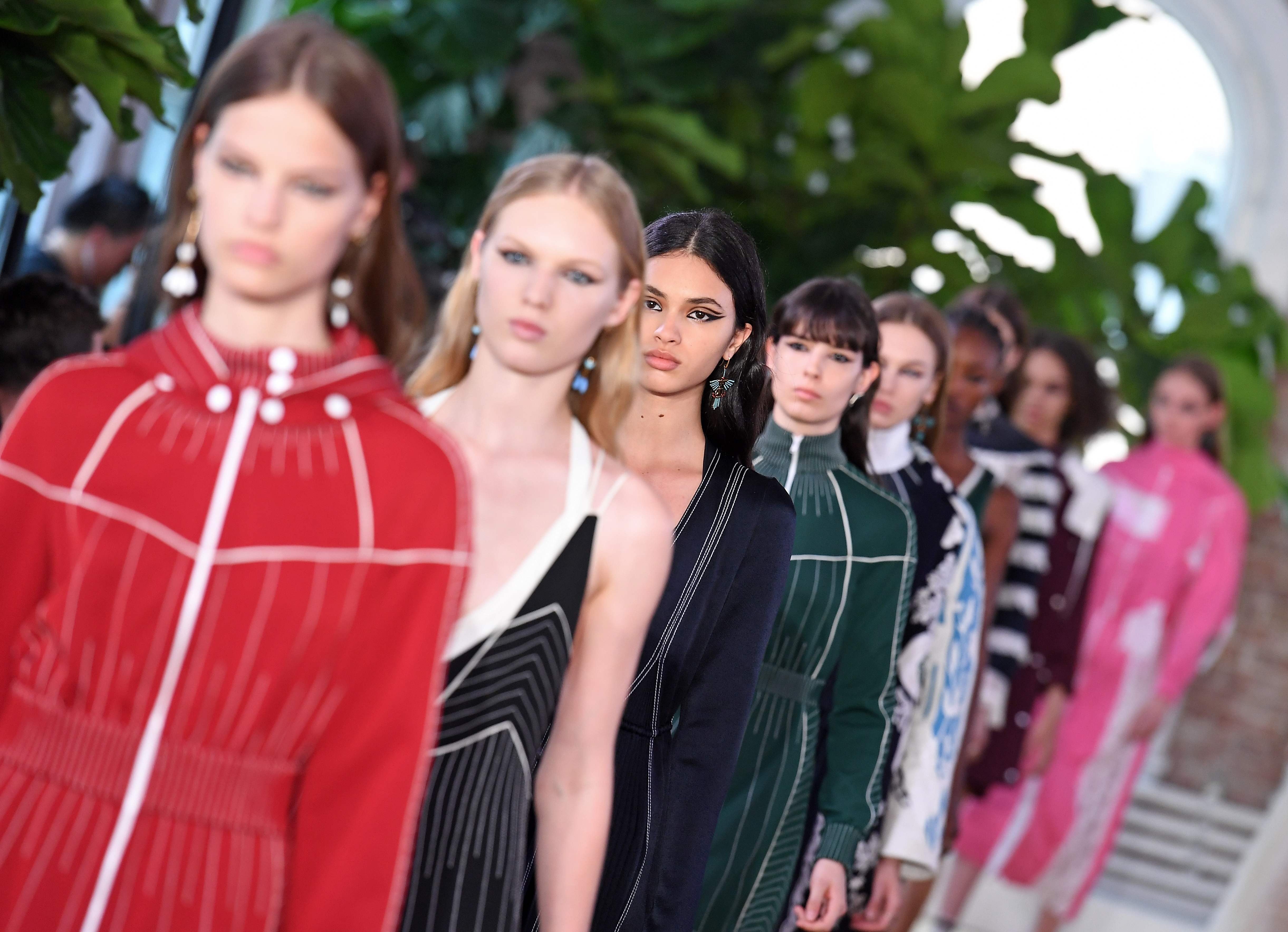 Models walk the runway for the Valentino Resort 2018 runway show. Photo: AFP