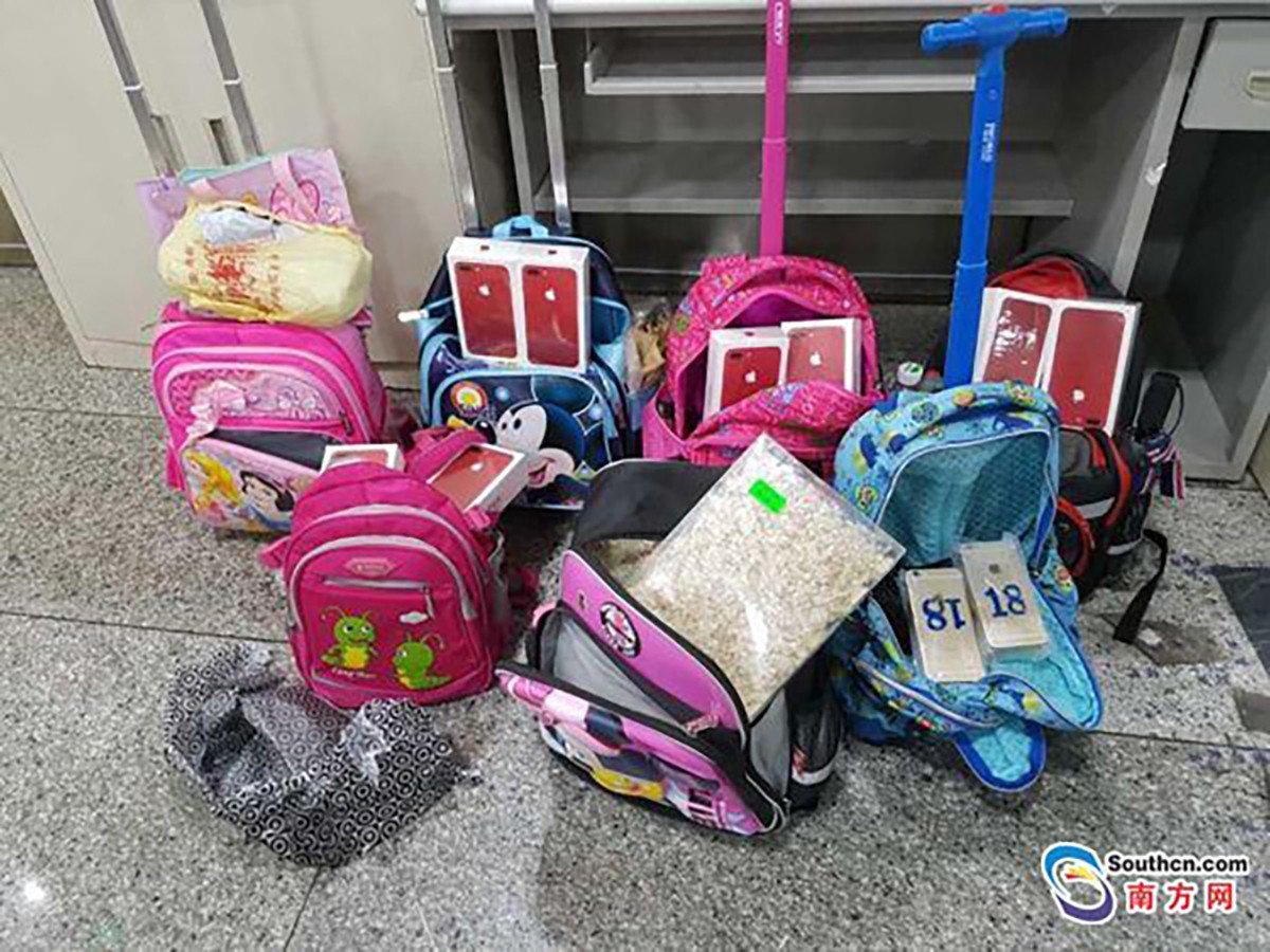 The smuggled goods were packed inside the children’s backpacks and cases. Photo: Handout