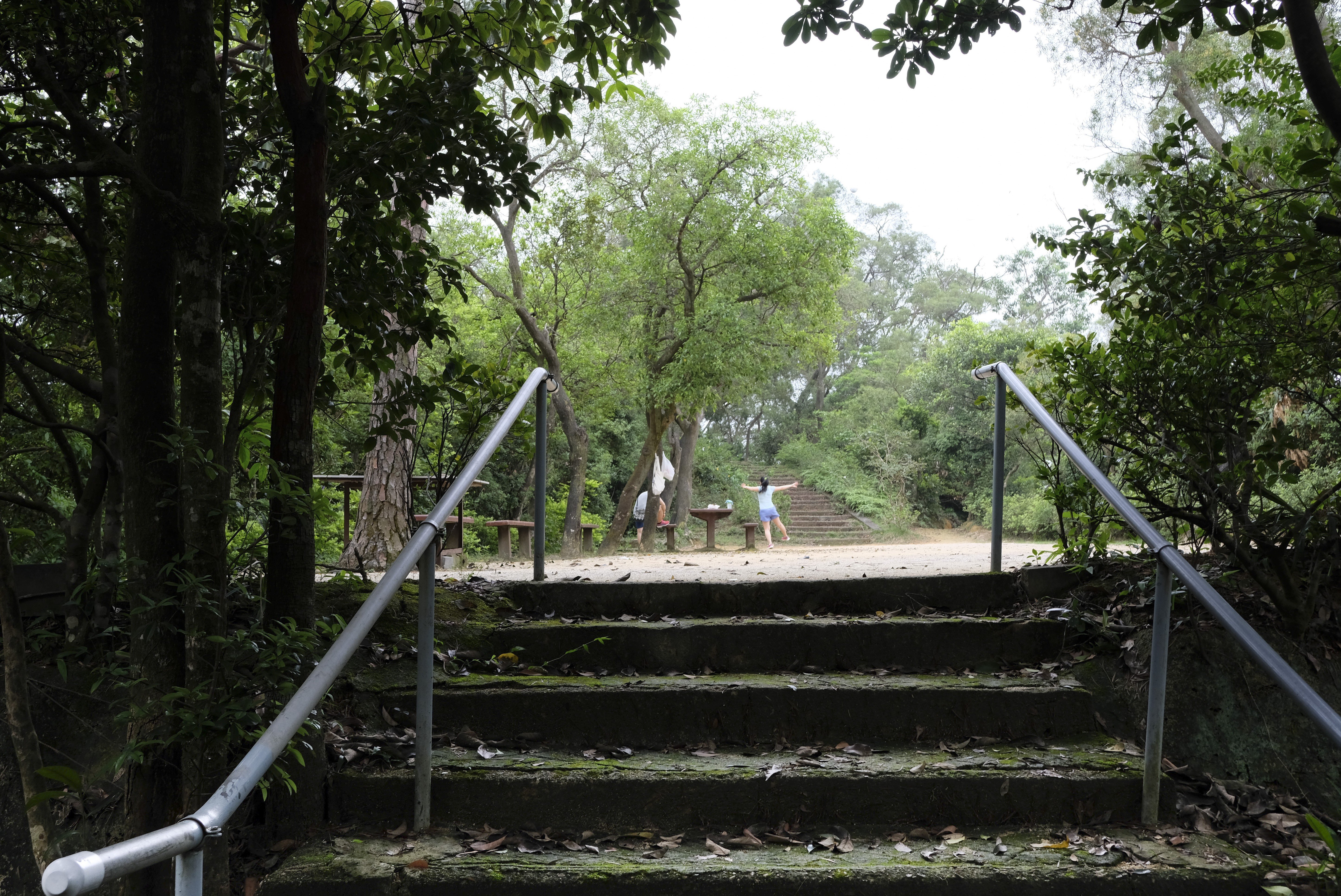 Exercising at Fool’s Paradise garden. Photo: James Wendlinger