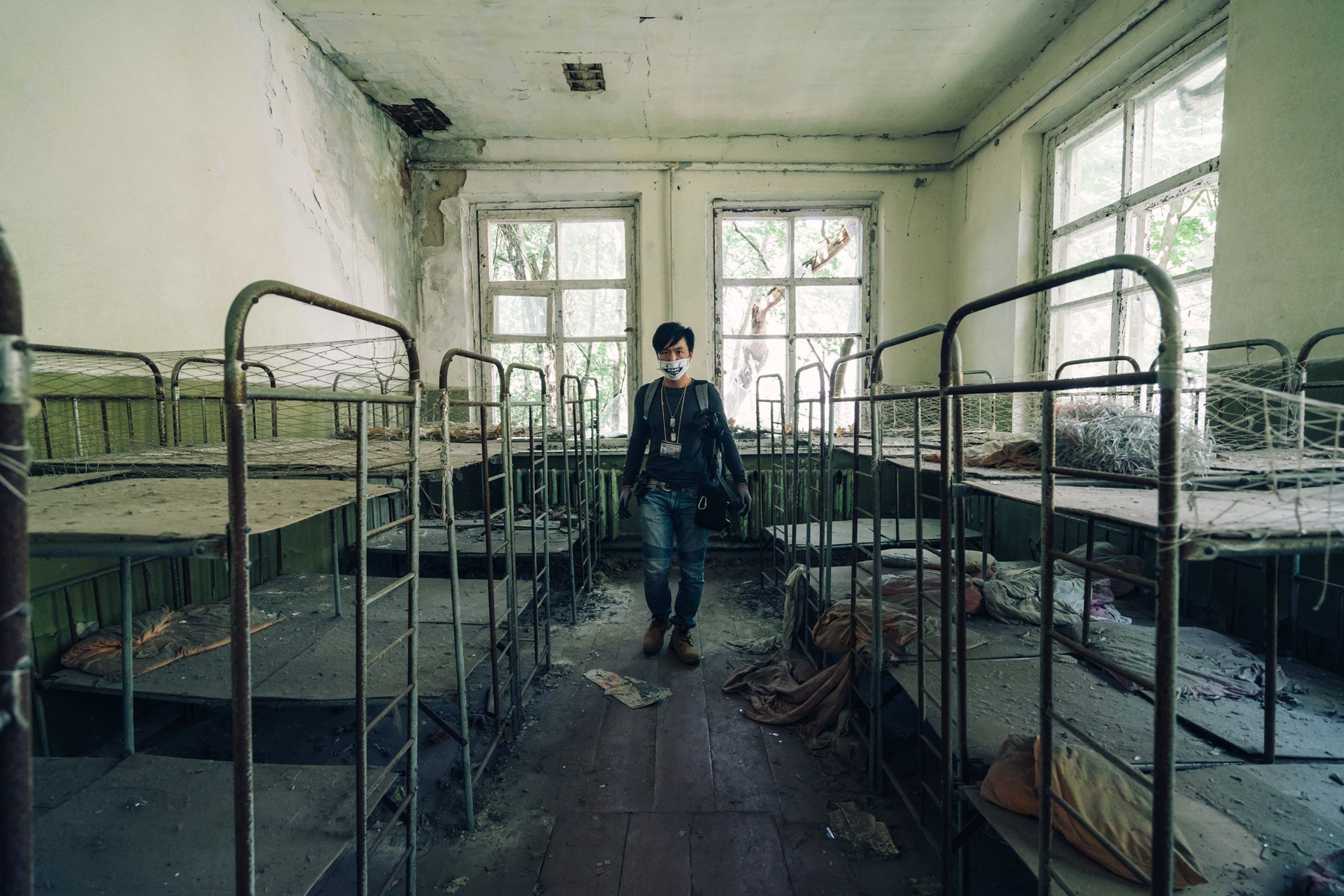 Steven Wu in an abandoned kindergarten in Pripyat inside the Chernobyl exclusion zone. Photo: Handout