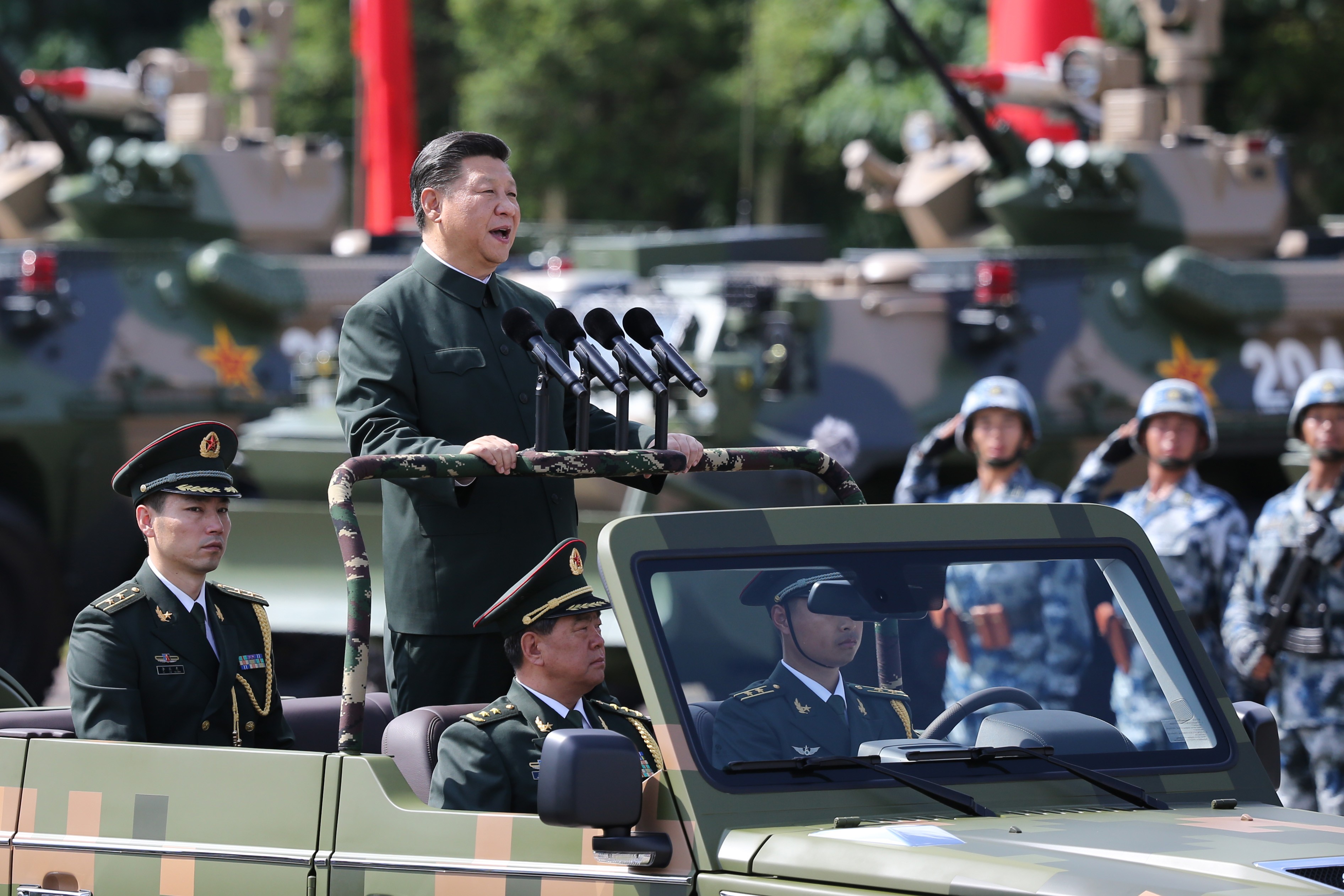 President Xi Jinping inspects the PLA garrison in Hong Kong. Photo: Sam Tsang