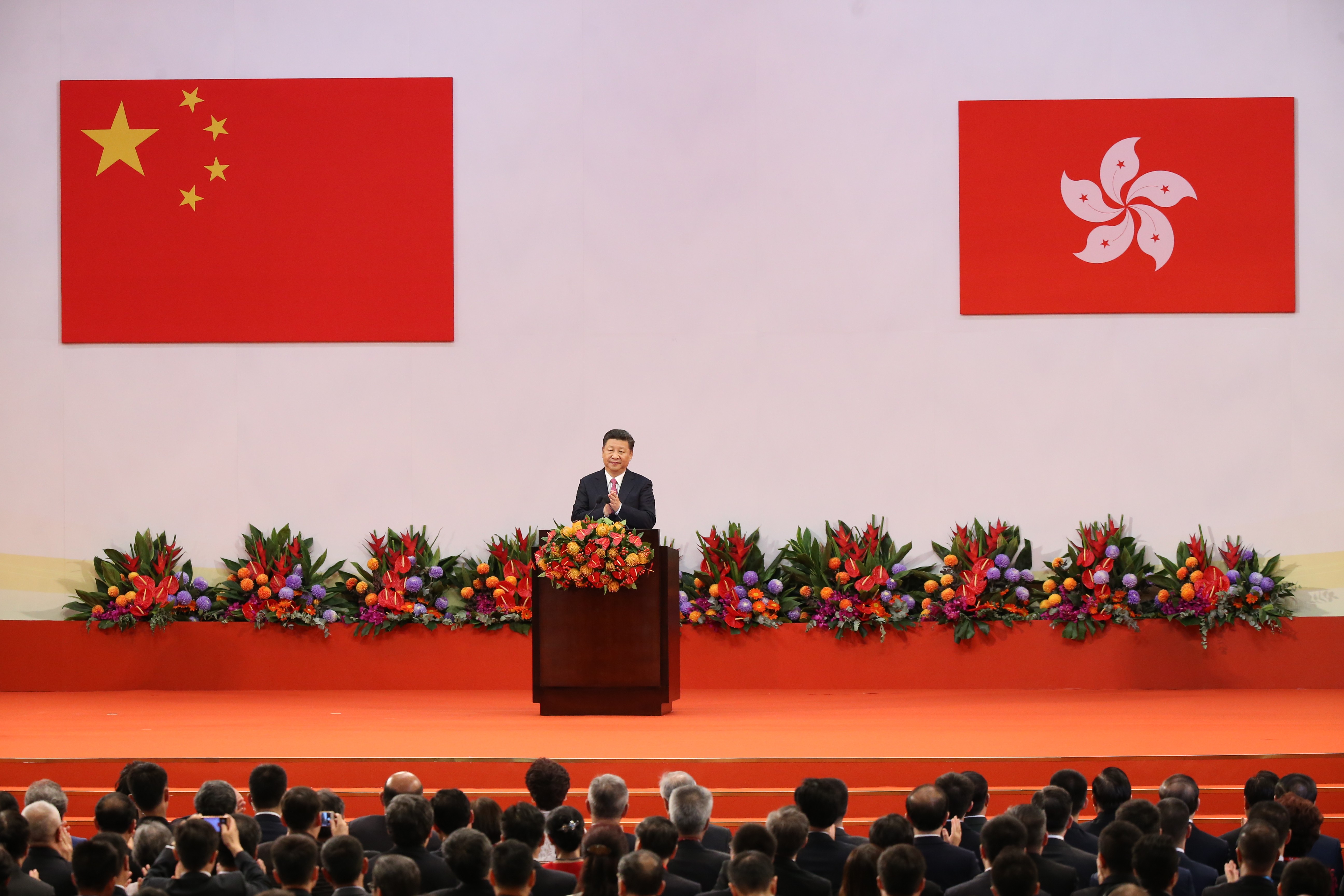 President Xi Jinping speaks following Carrie Lam’s swearing-in ceremony. Photo: Sam Tsang