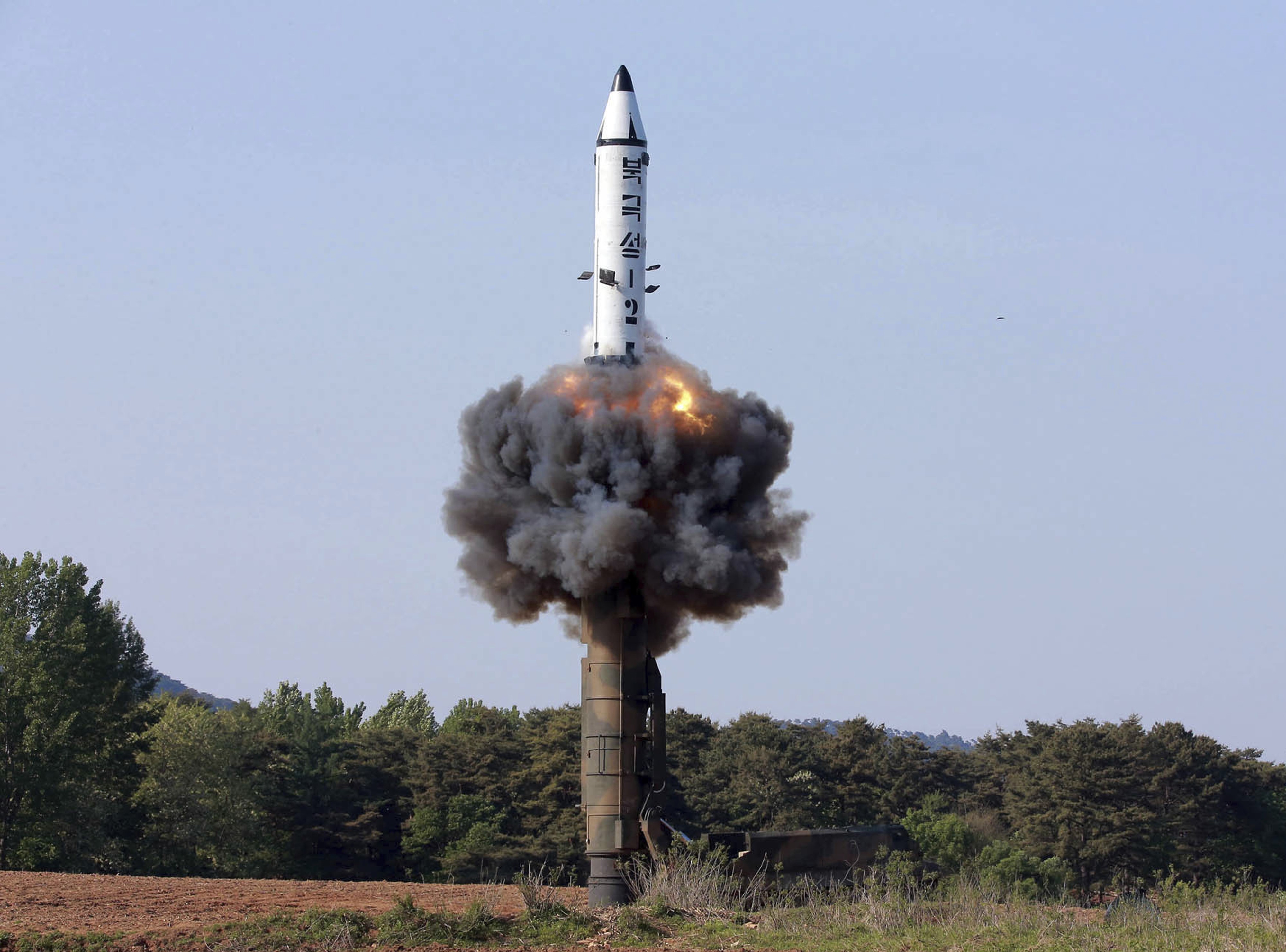 An undated photo of a North Korean missile test. The hermit state’s test of an intercontinental ballistic missile on Tuesday has rattled markets. Photo: AP