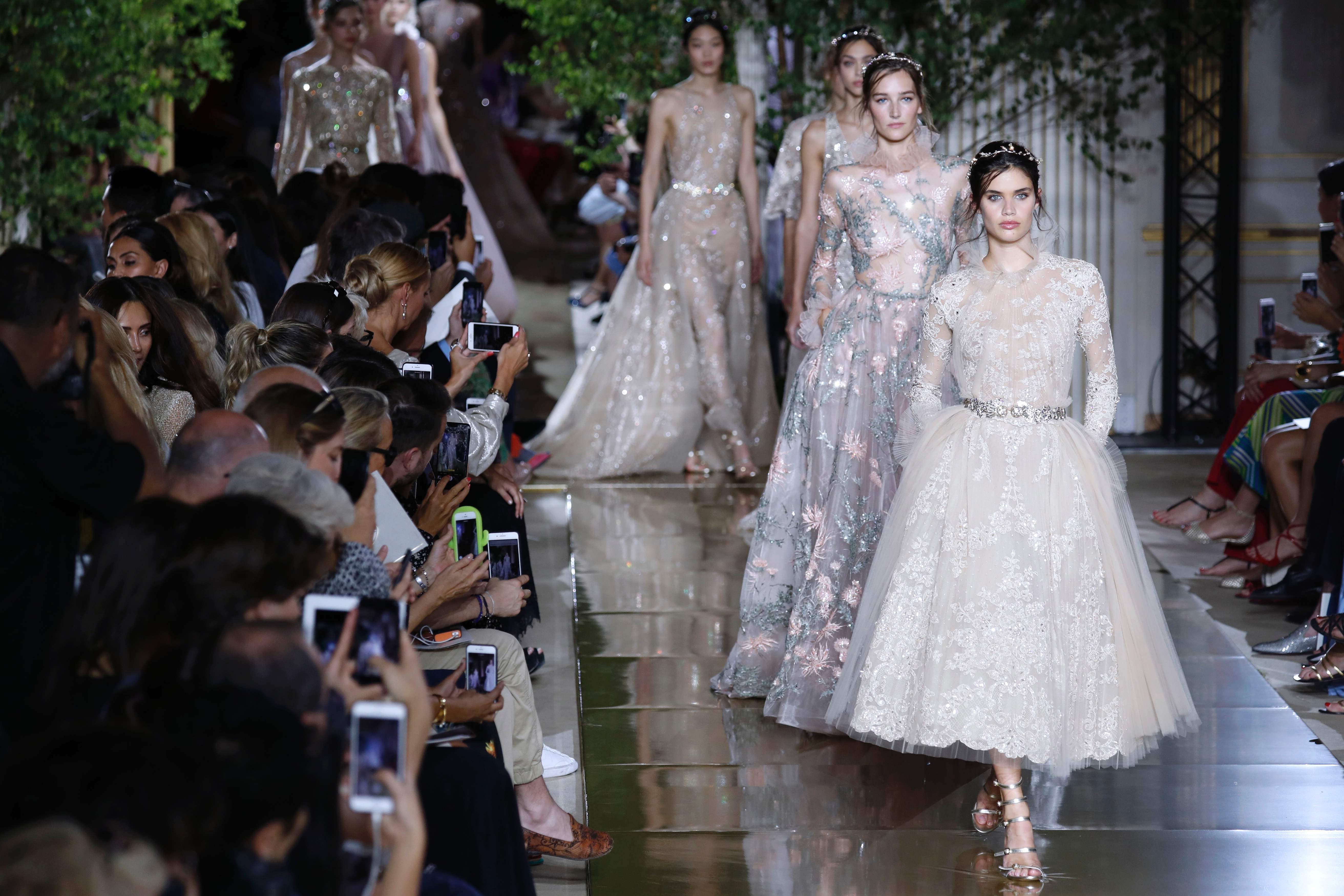 Zuhair Murad’s 2017/18 autumn/winter Paris haute couture collection featured a series of delicate grey-coloured gowns. Photo: AFP