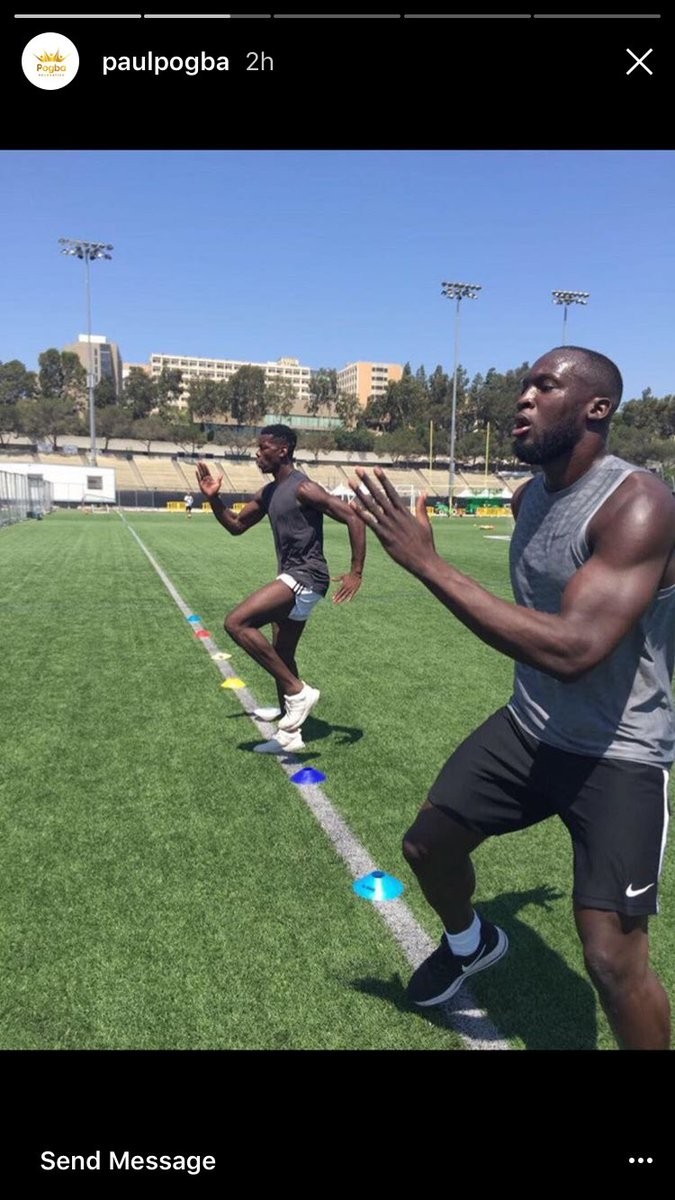 Romelu Lukaku (right) and Paul Pogba train together in Los Angeles. Photo: @paulpogba