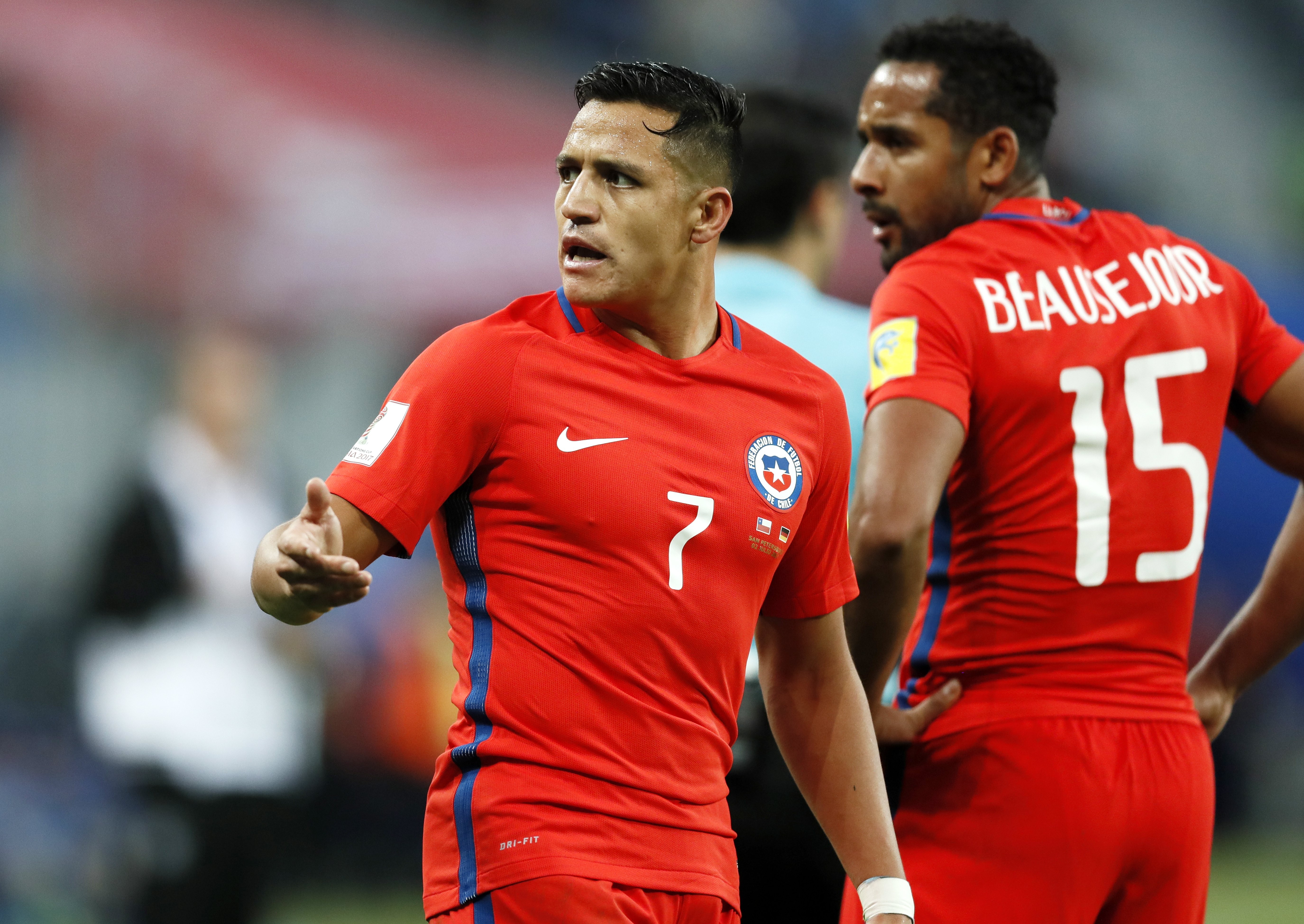 Alexis Sanchez in action for Chile during the Fifa Confederations Cup final. Photo: EPA