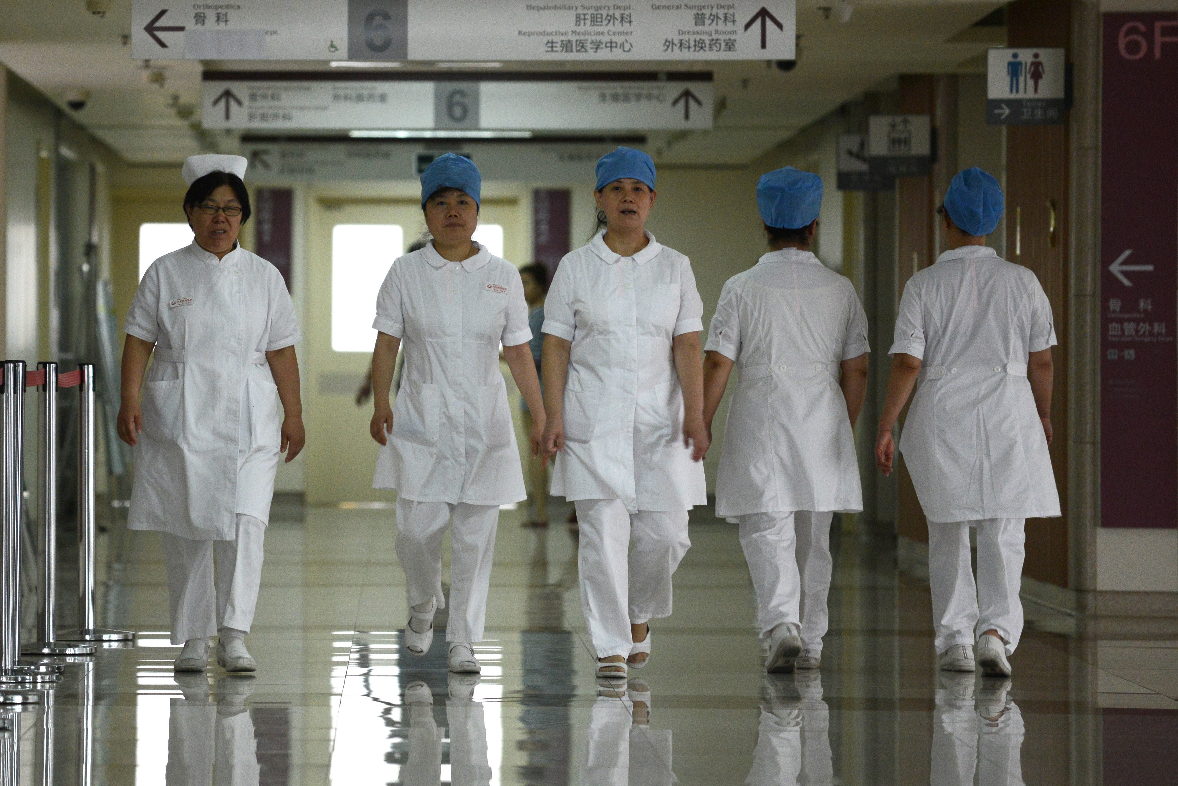 A file picture of nurses at a hospital in Beijing. Photo: AFP