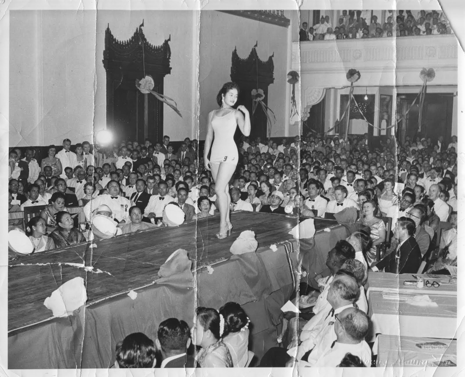 Author Charmaine Craig’s mother, Louisa Benson, competes in a beauty pageant in Rangoon, in 1956. Picture: courtesy of Charmaine Craig