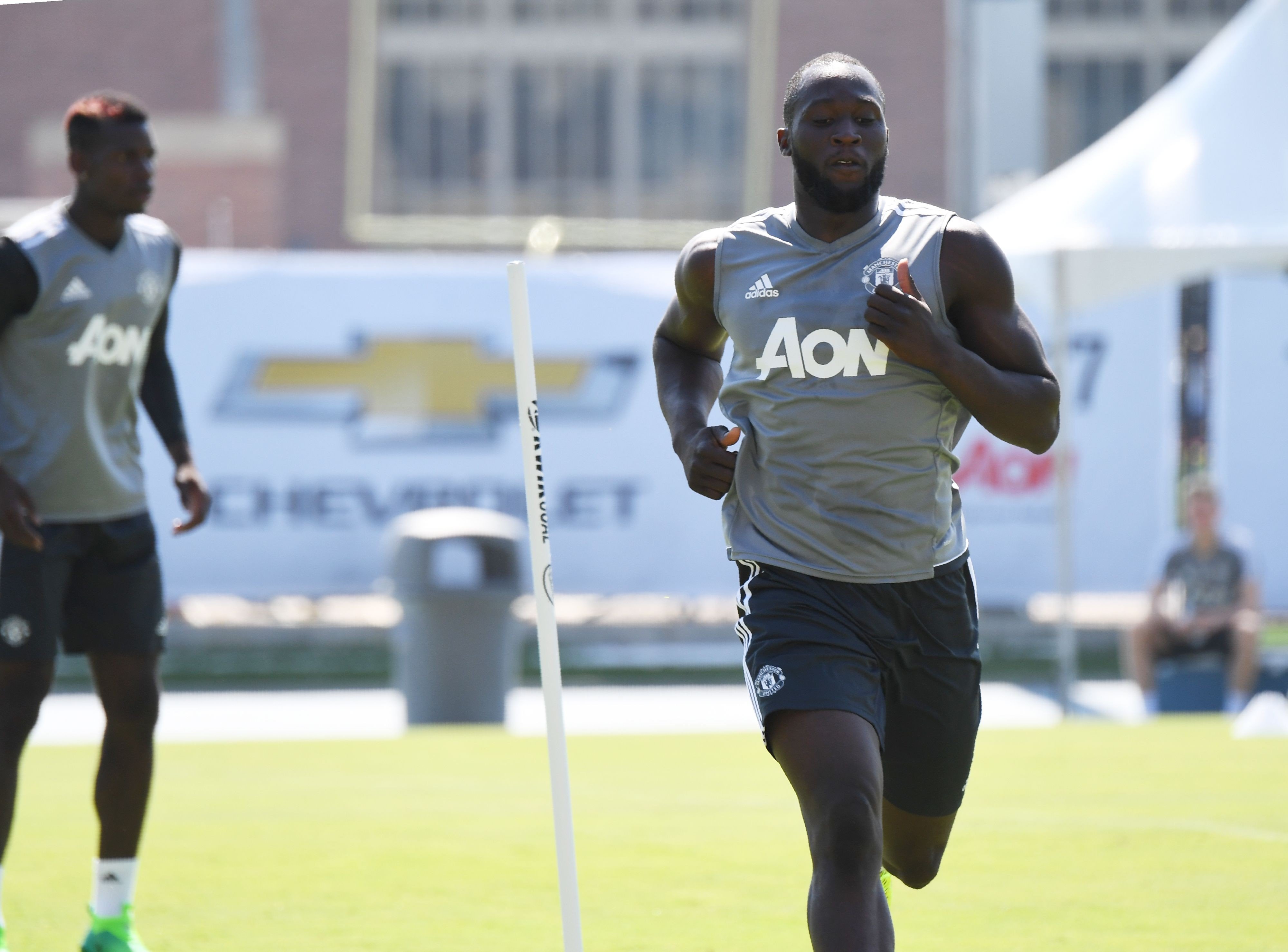 Romelu Lukaku during a Manchester United training session. Photo: AFP