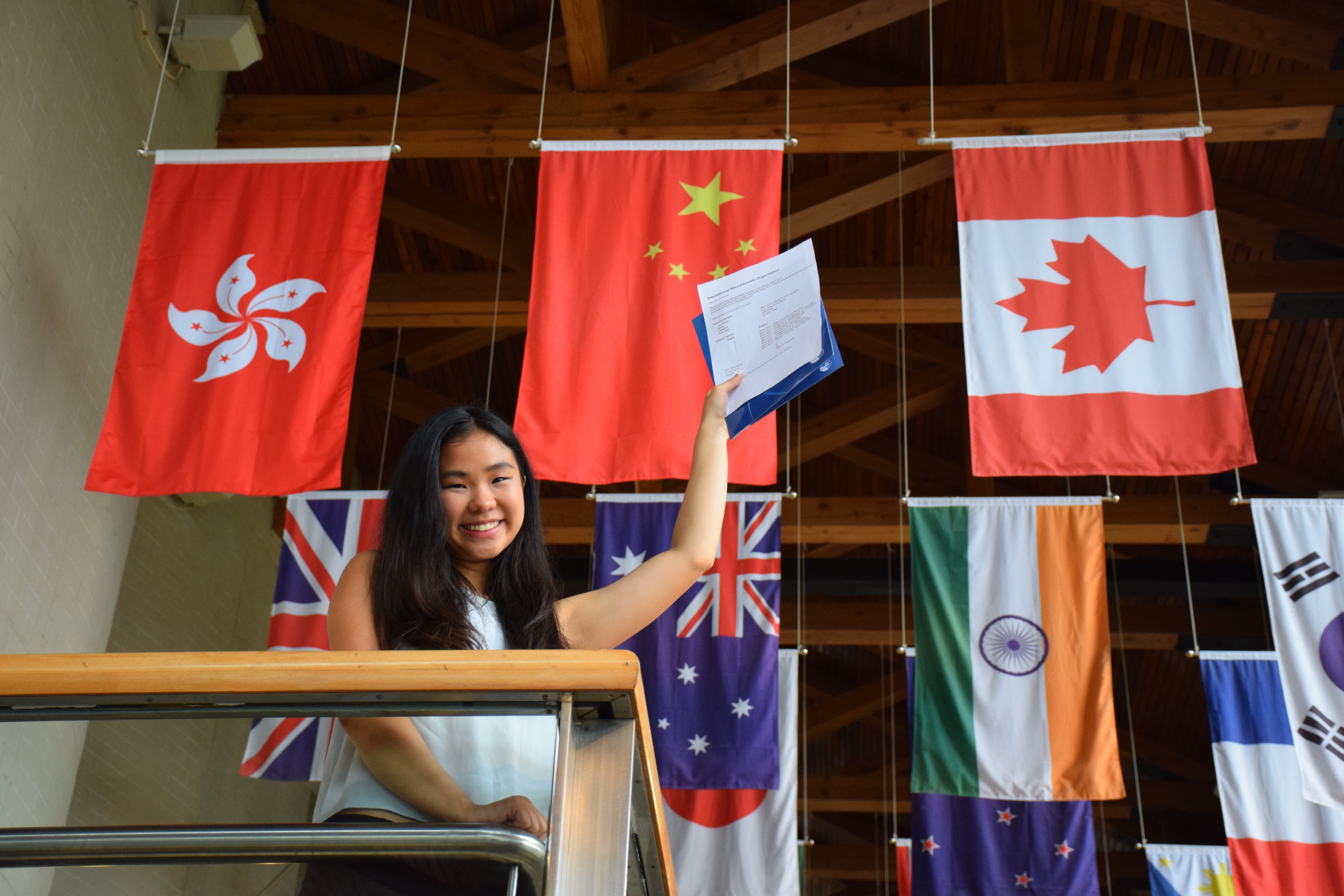 Nicole Hon, pictured celebrating a perfect score of 45 in this year’s IB educational programme, says it is humbling to be able to make a difference to somebody’s life. Photo: CDNIS