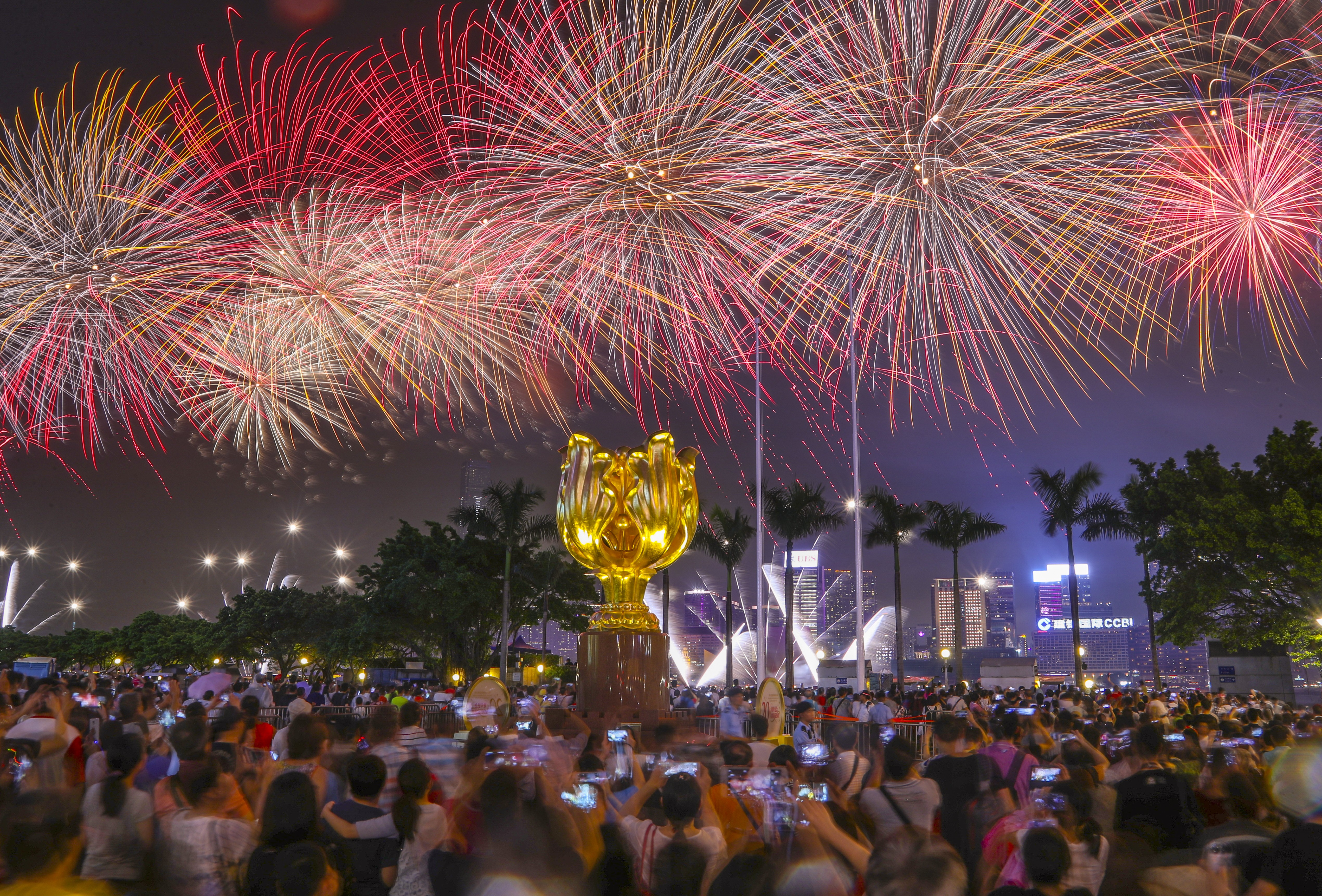 The July 1 fireworks display to mark the 20th anniversary of Hong Kong’s return to Chinese rule. Photo: Nora Tam