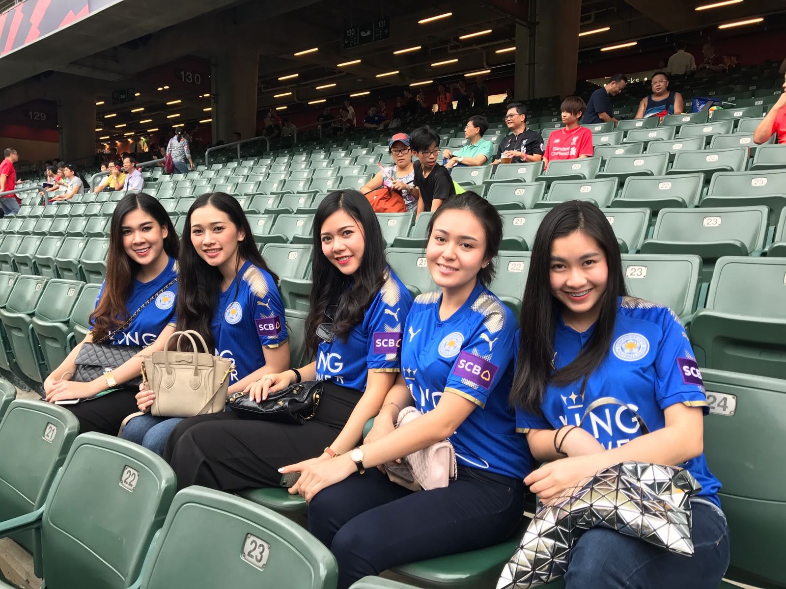 Leicester City fans from Thailand at the Hong Kong Stadium. Photos: Andrew McNicol