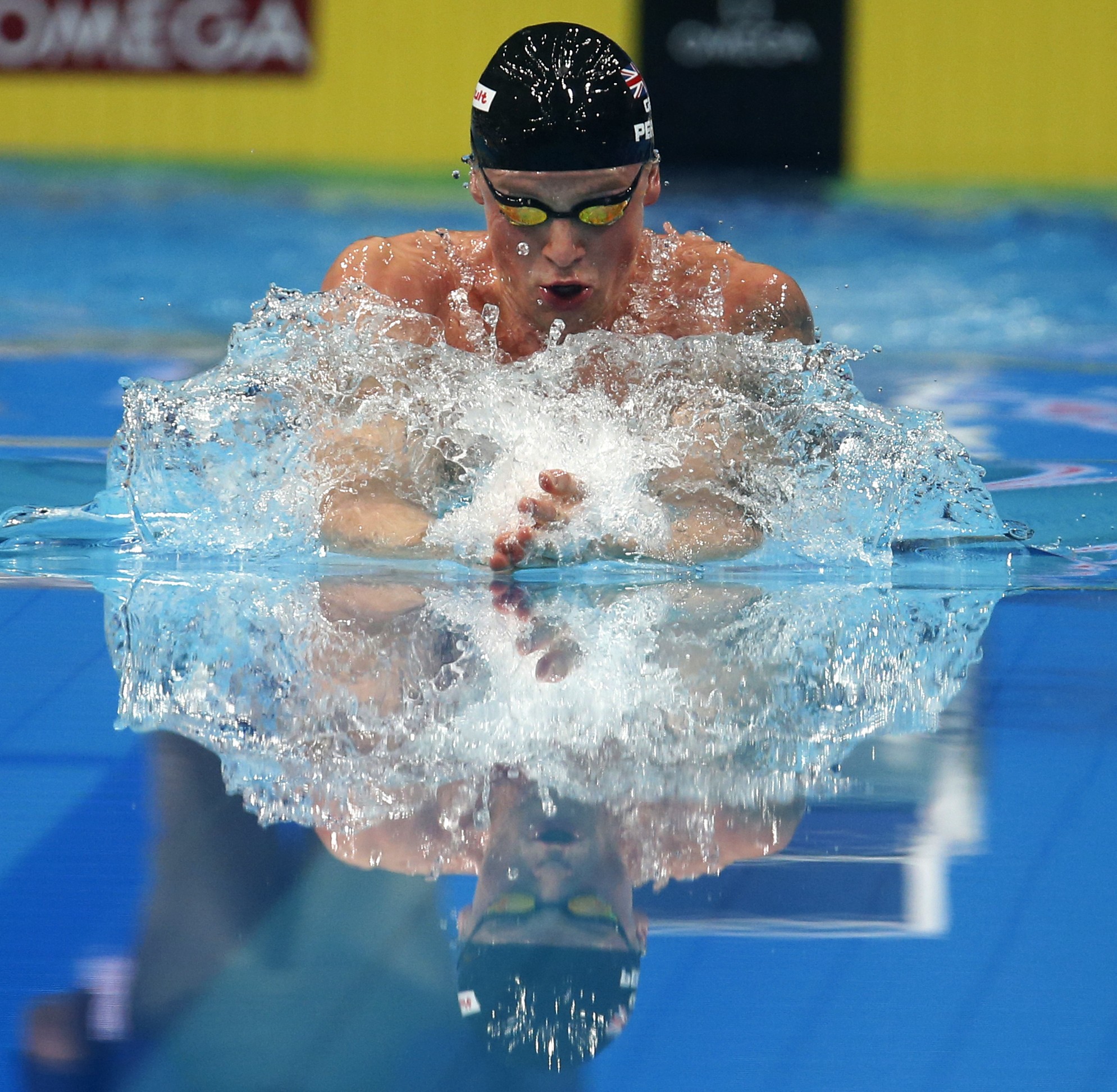 Adam Peaty cuts through the water on his way to gold in the 100m breaststroke at the world championships in Budapest. Photo: AP