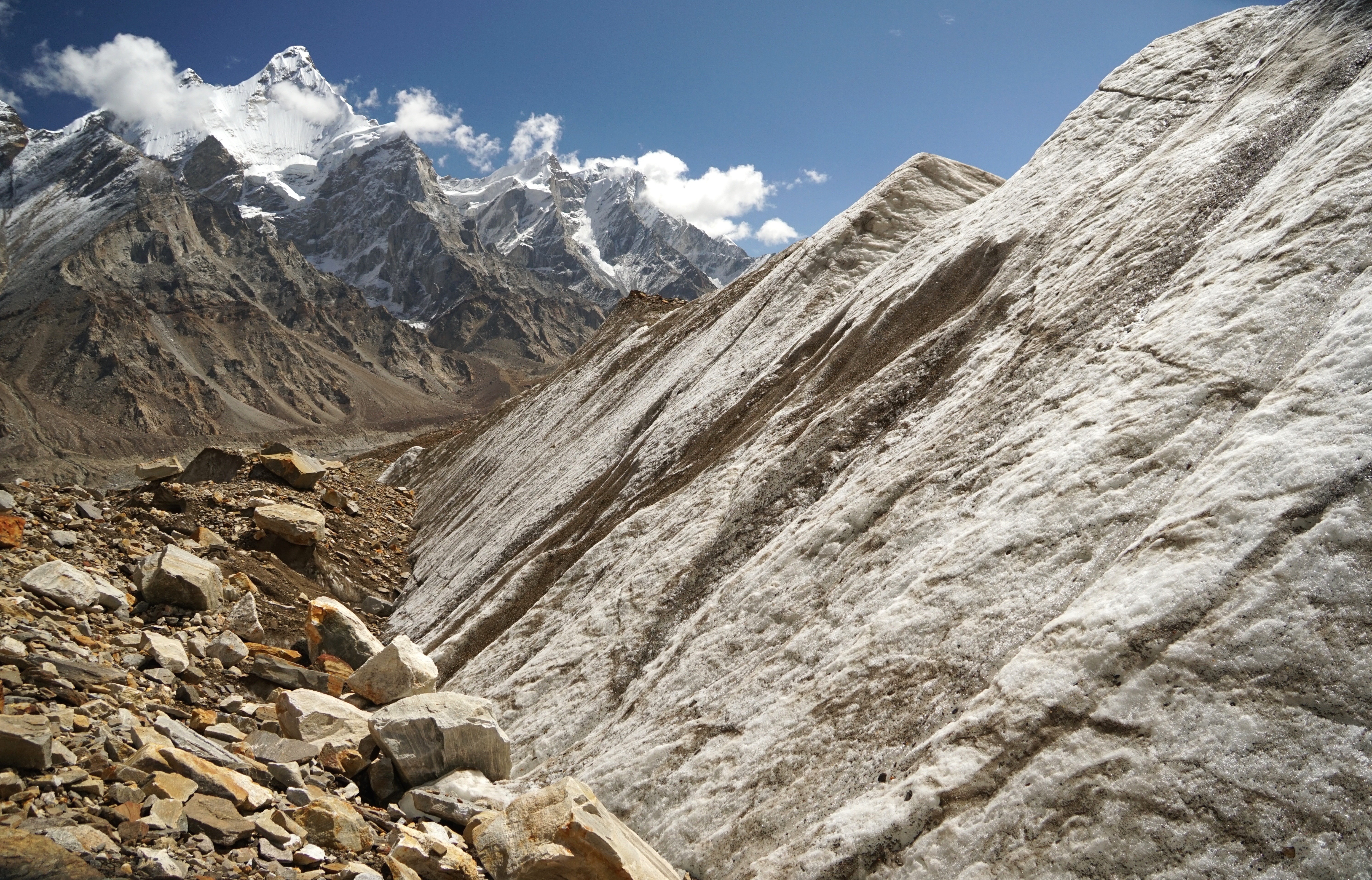 A retreating ice wall on the Kirti Glacier. Pictures: Jeff Fuchs