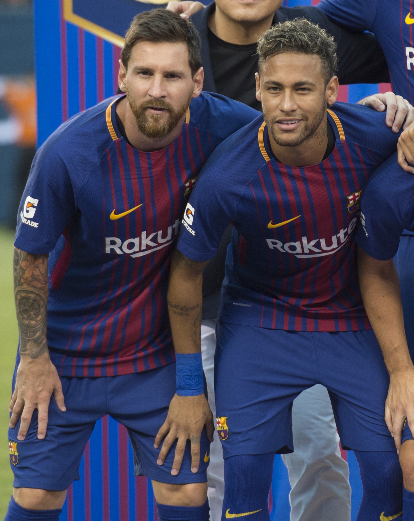 Lionel Messi (left) poses with Neymar before their International Champions Cup match against Juventus. Photo: AFP