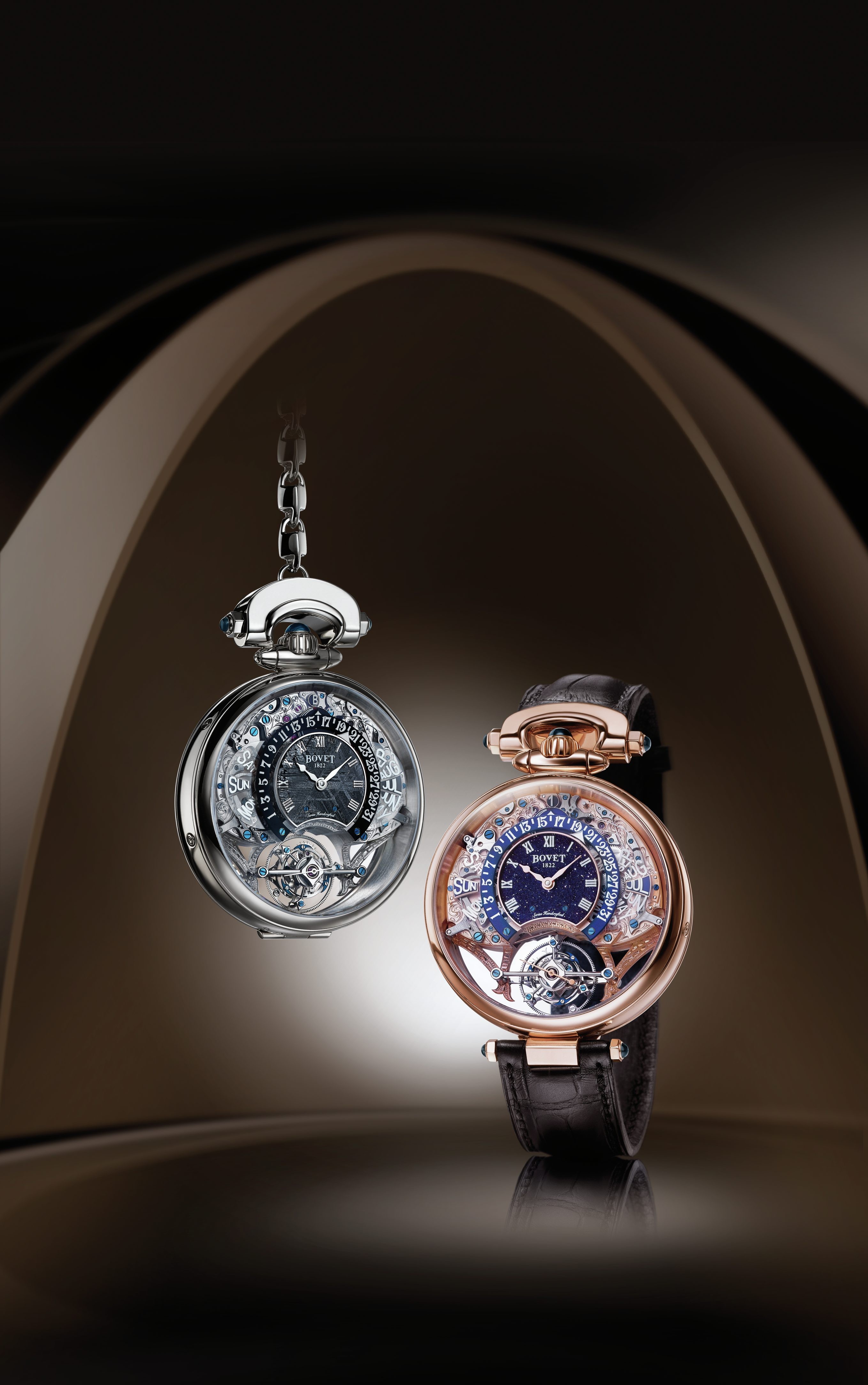 Bovet’s new watches contain bits of meteorites or aventurine.