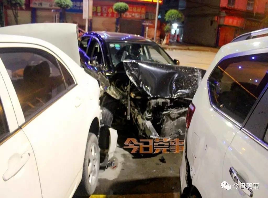 The couple’s car suffered extensive damage in the incident in Dongguan, Guangdong province. Photo: Handout