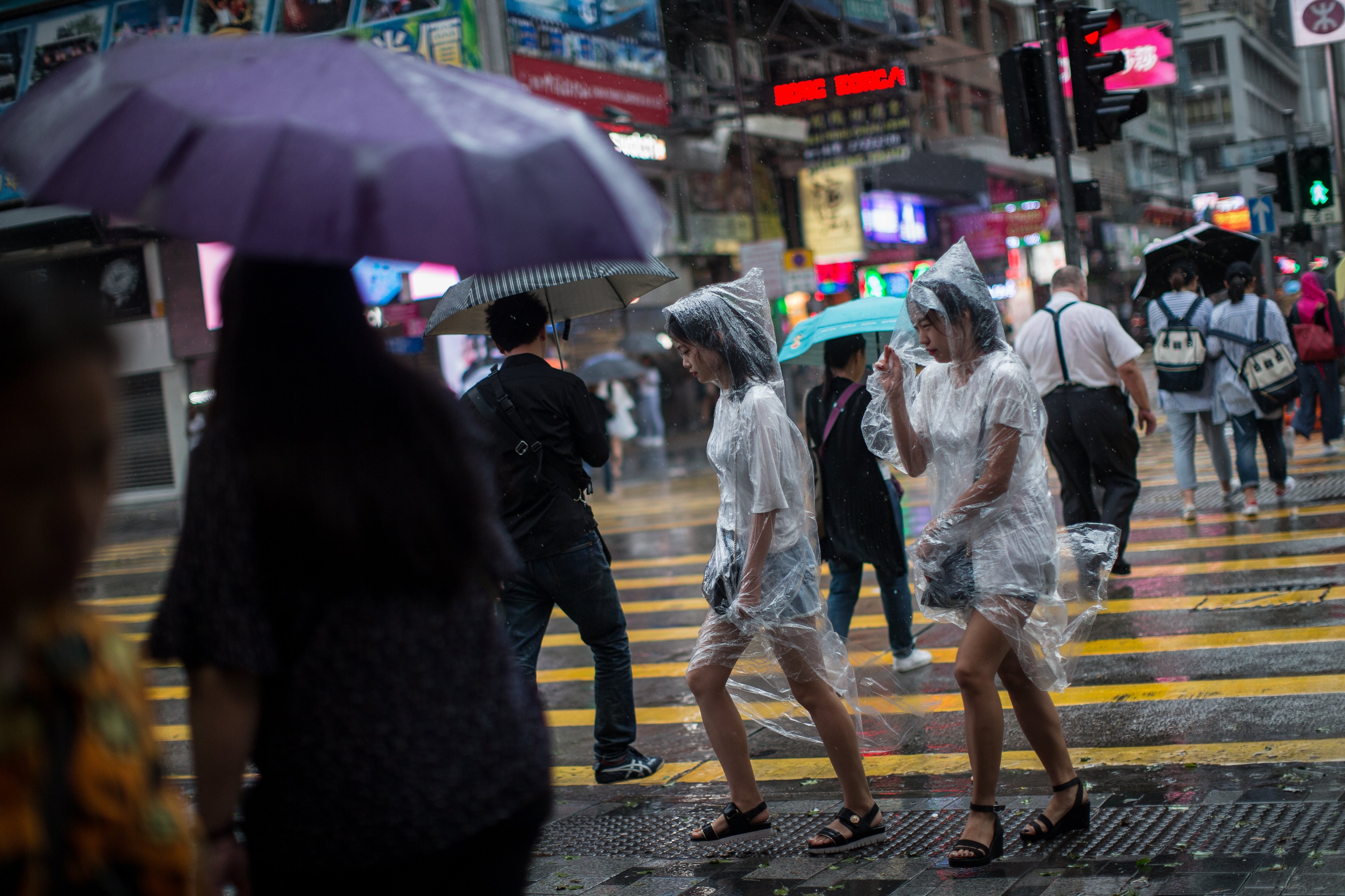 The Observatory said an active southerly airstream has brought squally showers to the coast of Guangdong. Photo: EPA