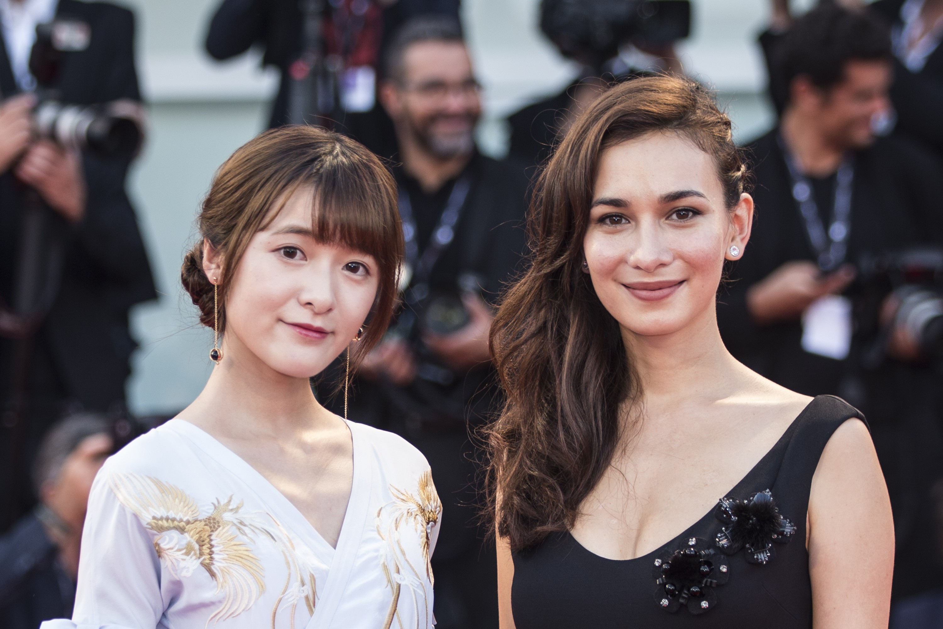 Xu Jiao and Celina Jade arrive for the premiere of the movie ‘The Shape of Water’ at the 74th Venice Film Festival. Photo: Xinhua