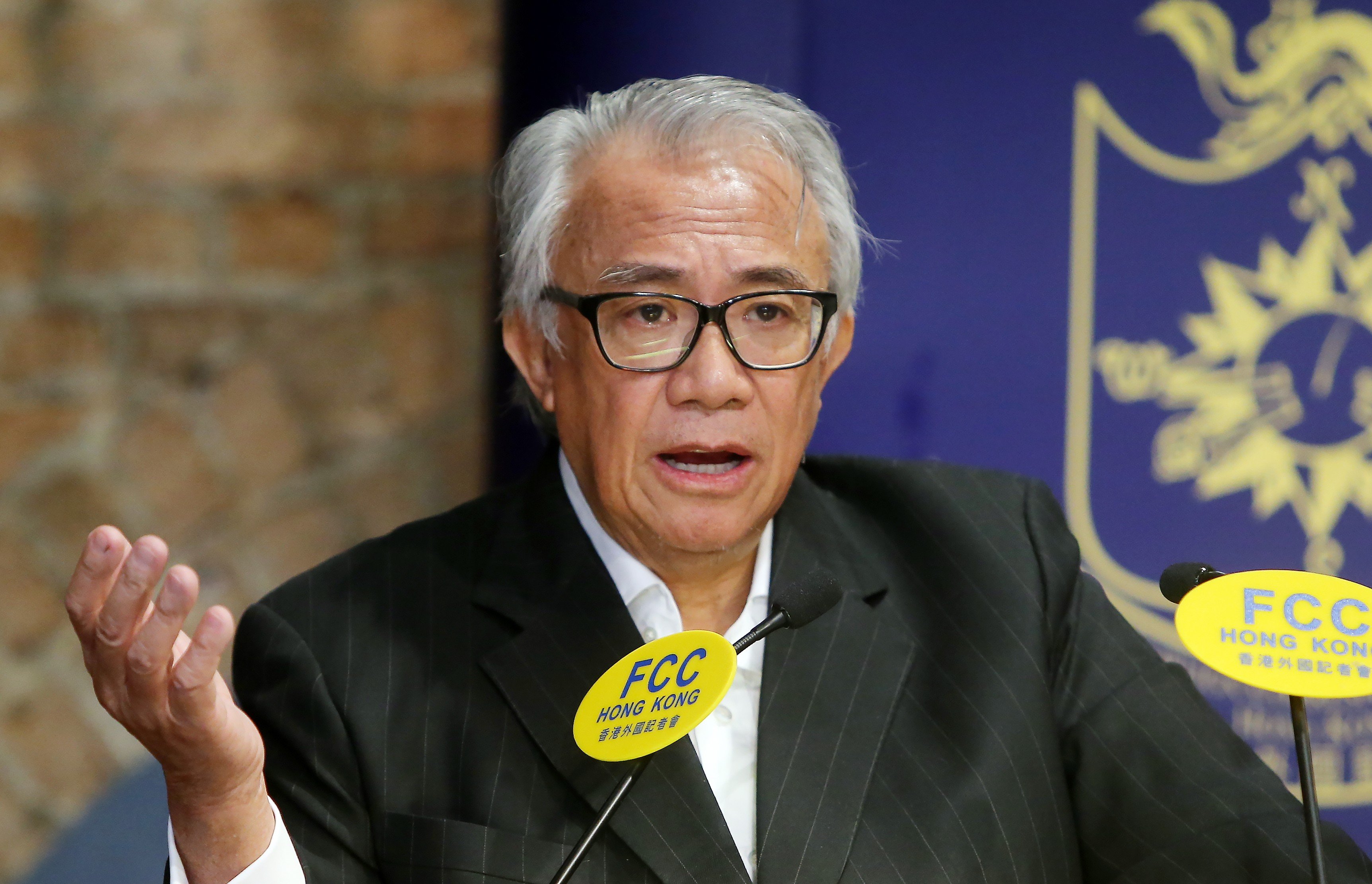 Sir David Tang gives a talk on Hong Kong's Future at the Foreign Correspondents’ Club in Central. Photo: Dickson Lee