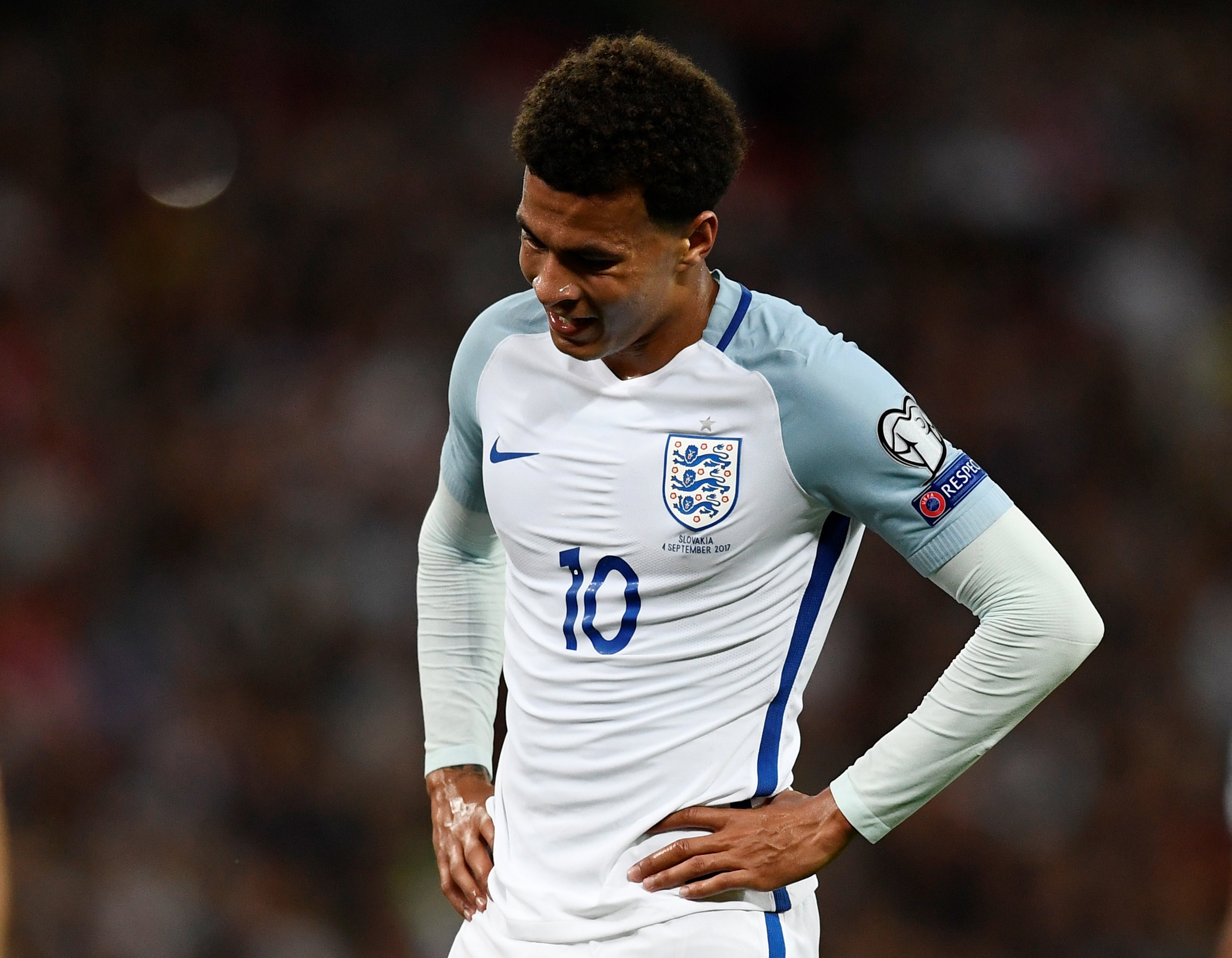 England’s Dele Alli looks dejected. Photo: Reuters