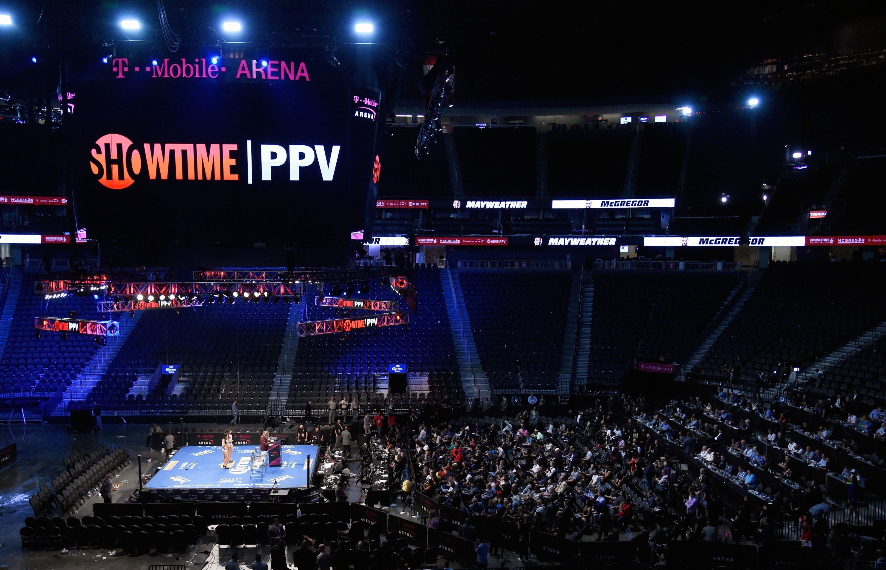 The Mayweather-McGregor fight failed to break the gate receipts record, but Showtime executives are confident it will break the PPV record, or at least be second. Photo: AFP