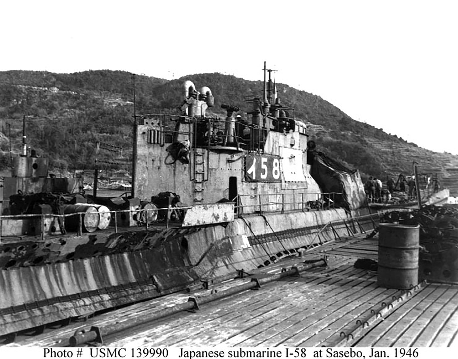 The I-58 submarine at Sasebo in 1946. Photo: National Archives