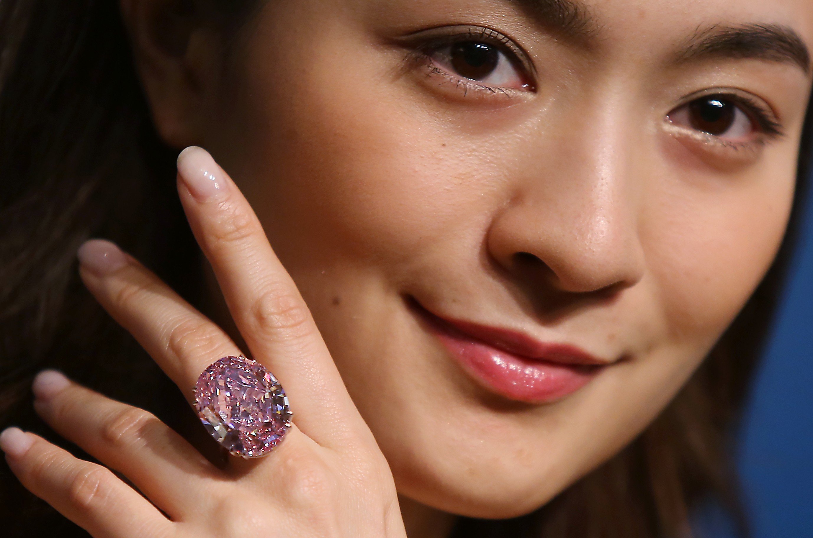 The 59.6ct Pink Star diamond, which was sold in April for a record US$71.2 million at auction by Sotheby's Hong Kong. Photo: Chen Xiaomei