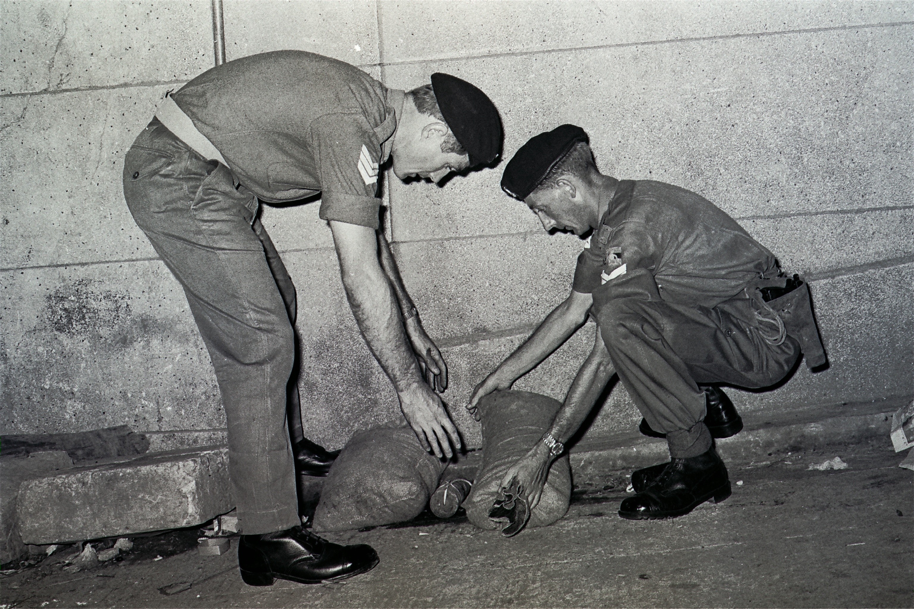 Ballistics experts detonate a bomb in Wan Chai, in 1967. Pictures: SCMP