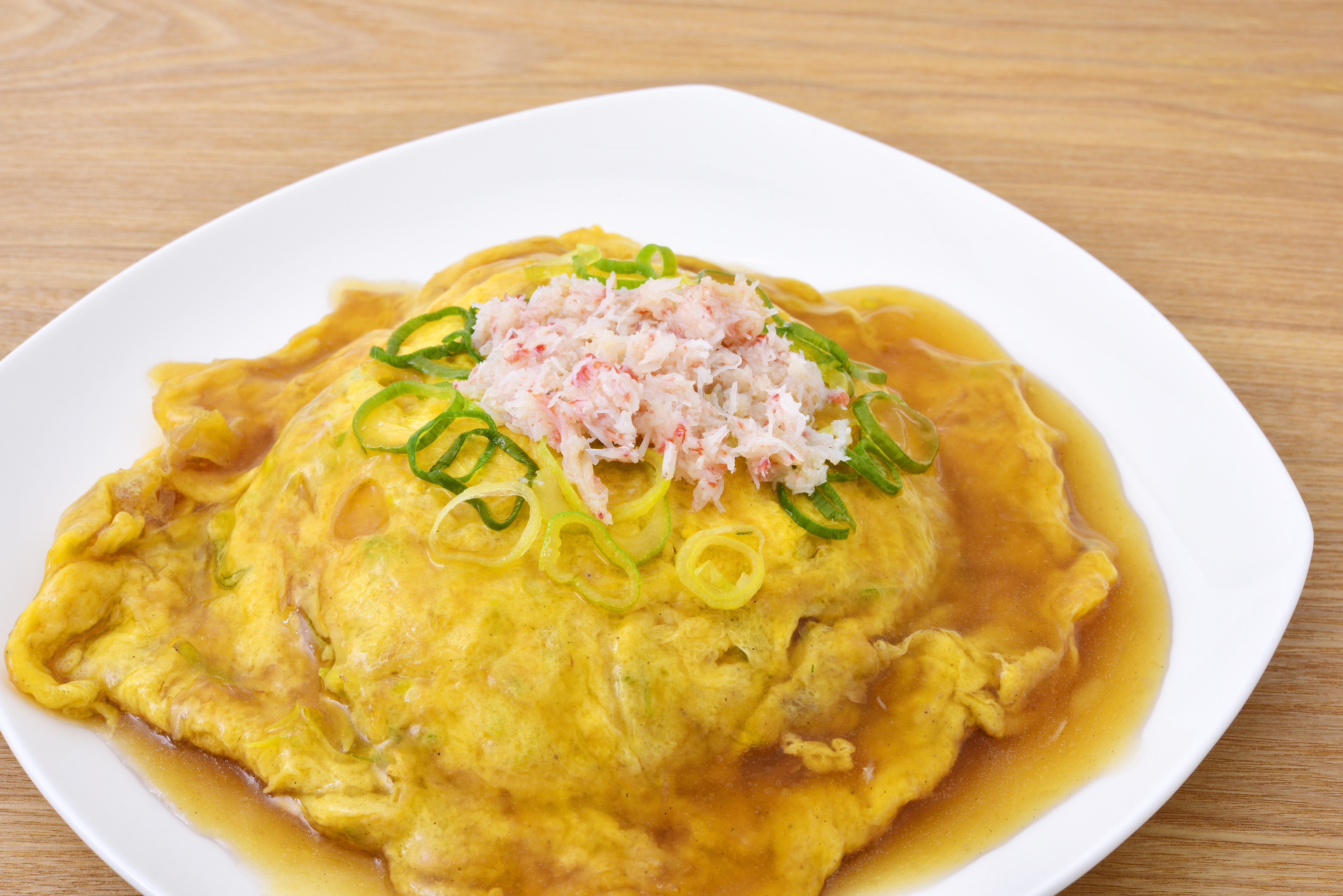 Tenshindon, a Japanese-Chinese dish of crab omelette on rice.