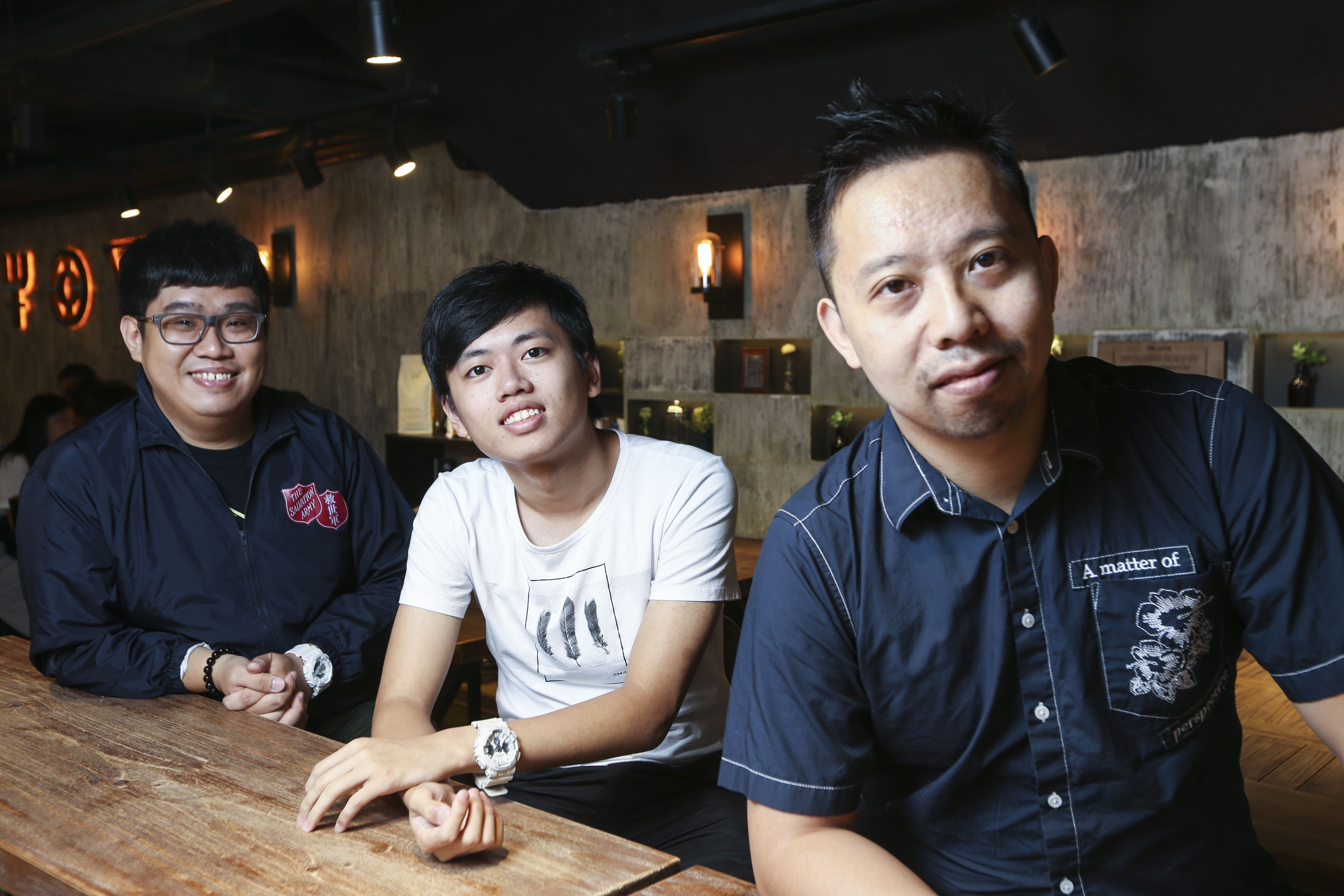 Regan Suen (left), Tim Wong (centre) and Ambrose Peter Law at Roasters Alchemy, Tsim Sha Tsui. Photo: Xiaomei Chen