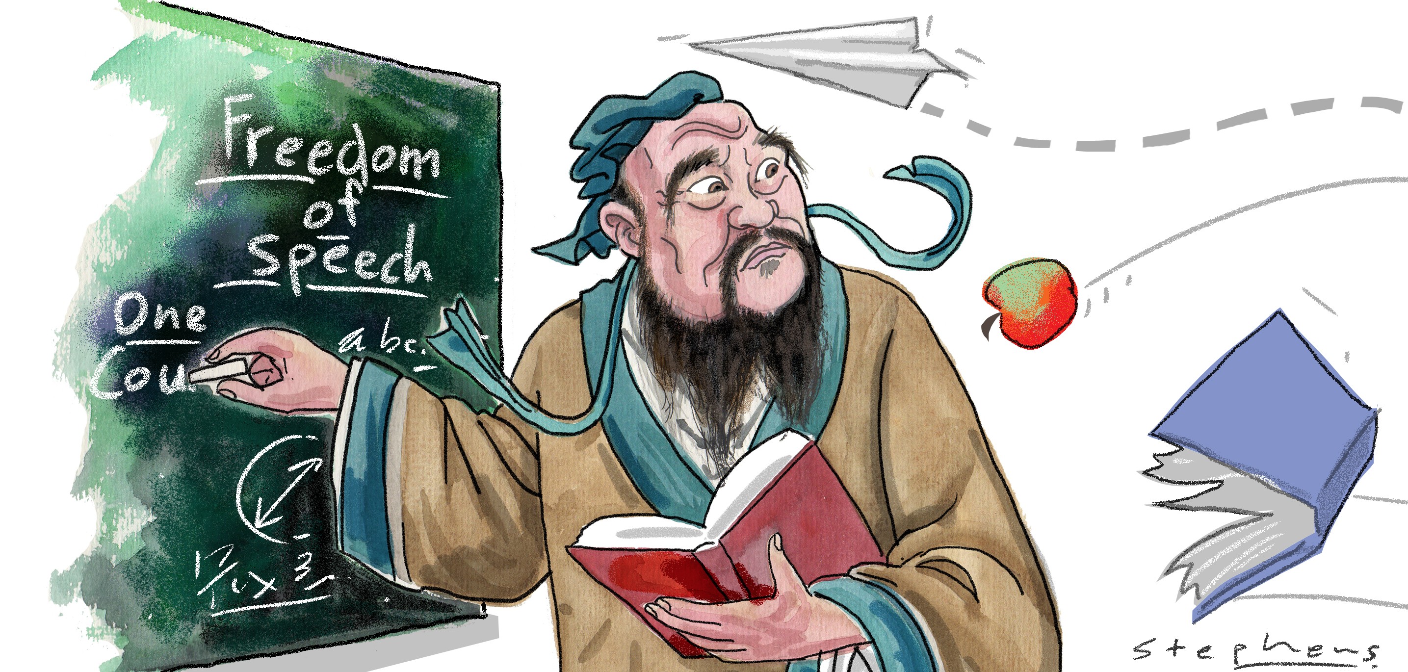 Is it possible to act according to the spirit of freedom of speech while also upholding the Confucian precept of honouring the teacher? Illustration: Craig Stephens