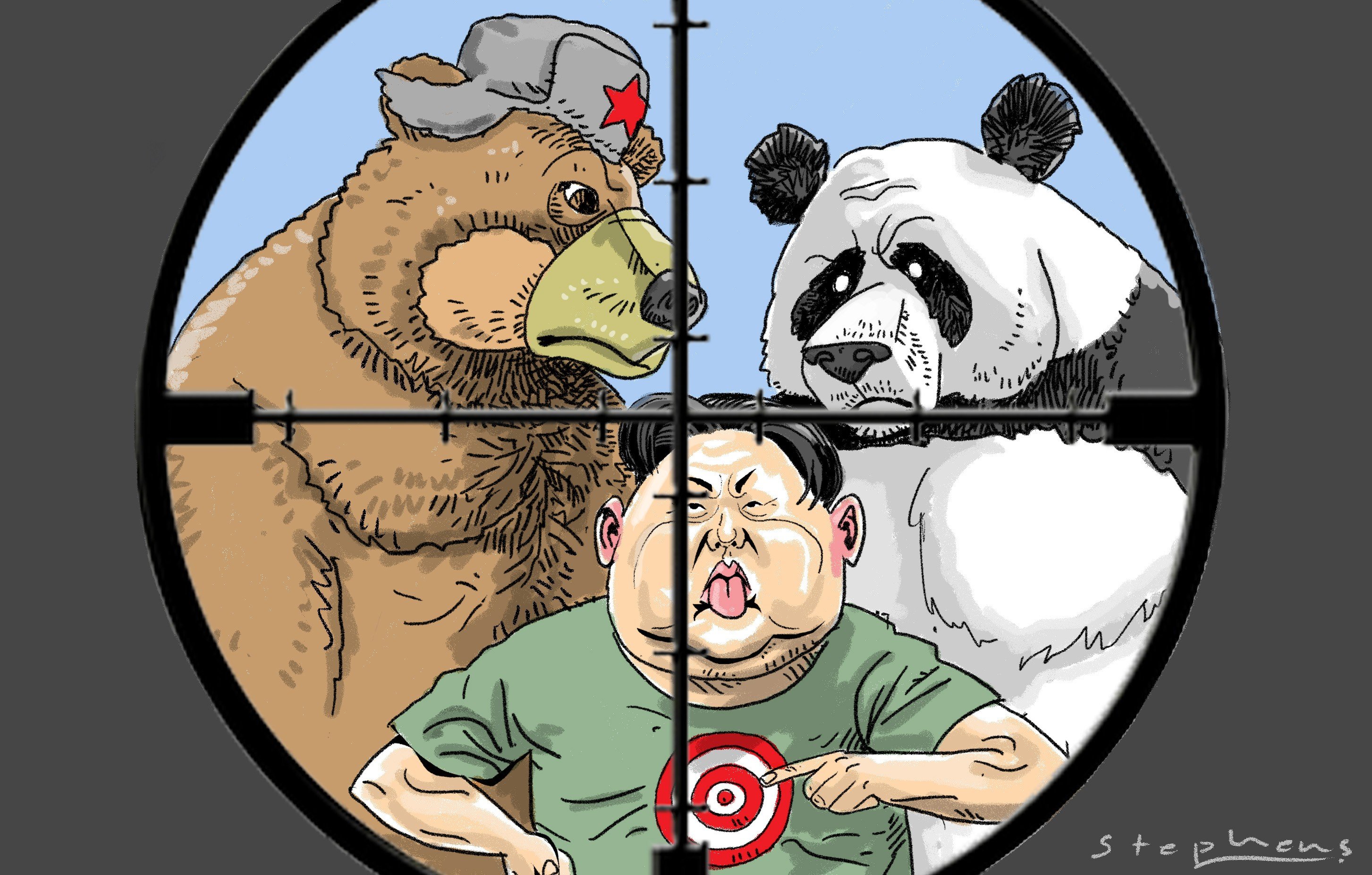 It may well be that Kim Jong-un has calculated two likely outcomes surrounding his fate: a long-term decline in the importance of Pyongyang to Beijing that leads to his demise, or a high-risk venture provoking the US into military intervention against North Korea. Illustration: Craig Stephens