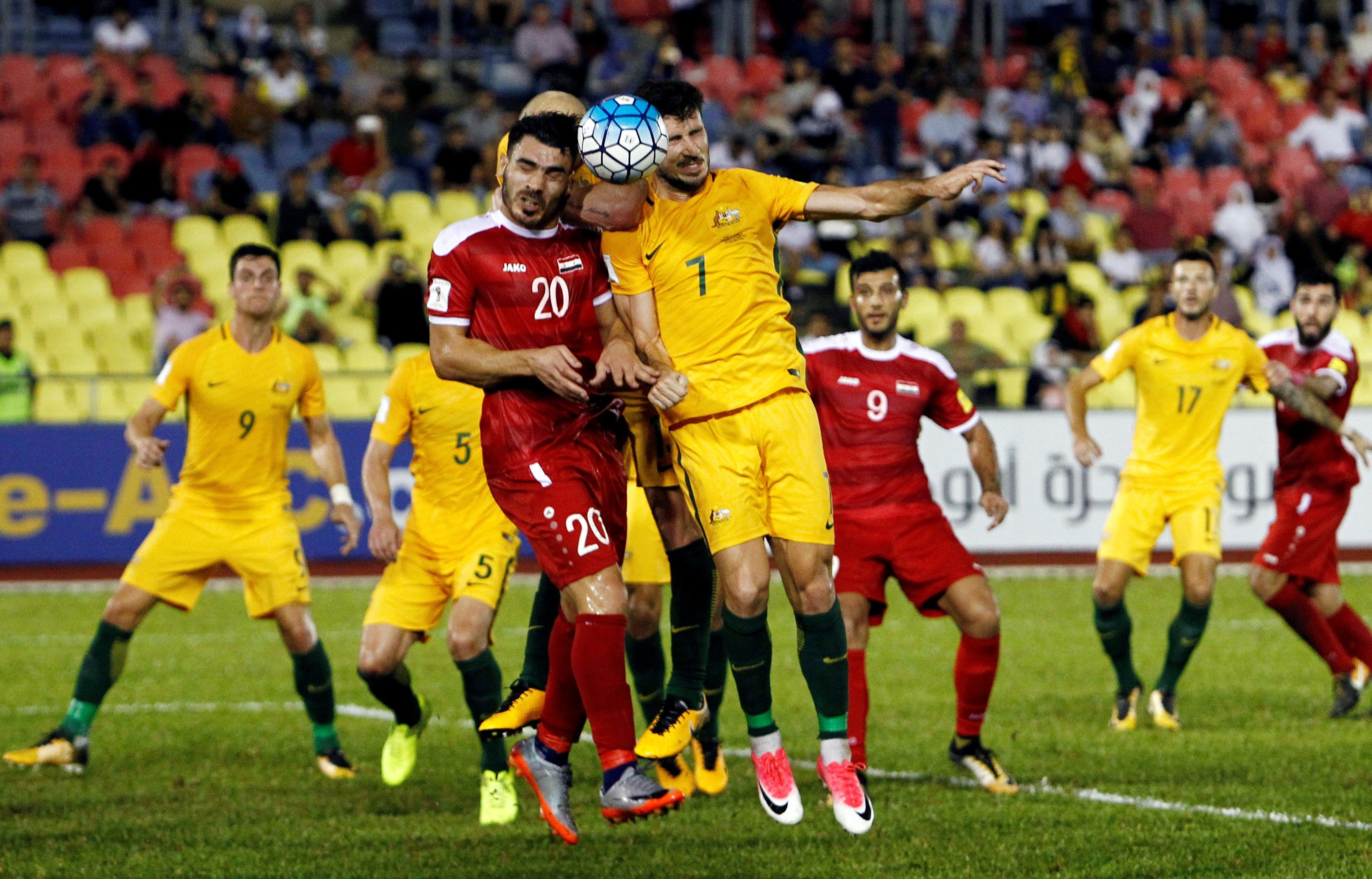 The tie is level after the first leg between Australia and Syria in their World Cup qualifying play-off. Photo: Reuters