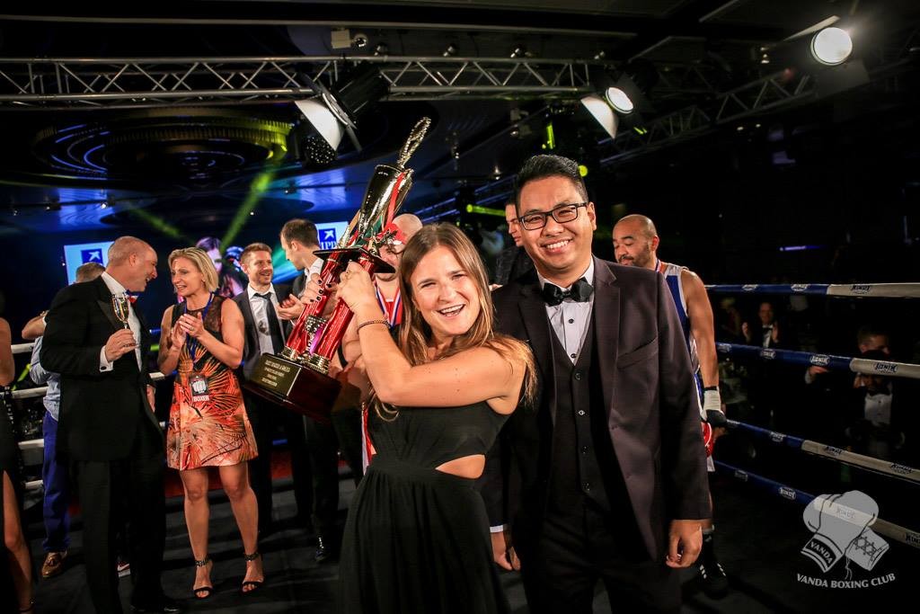 Louise Forsyth will run Moontrekker, only a few weeks after her first boxing match in white collar fight nigh. She was named fighter of the night. Photo: Vanda Promotions