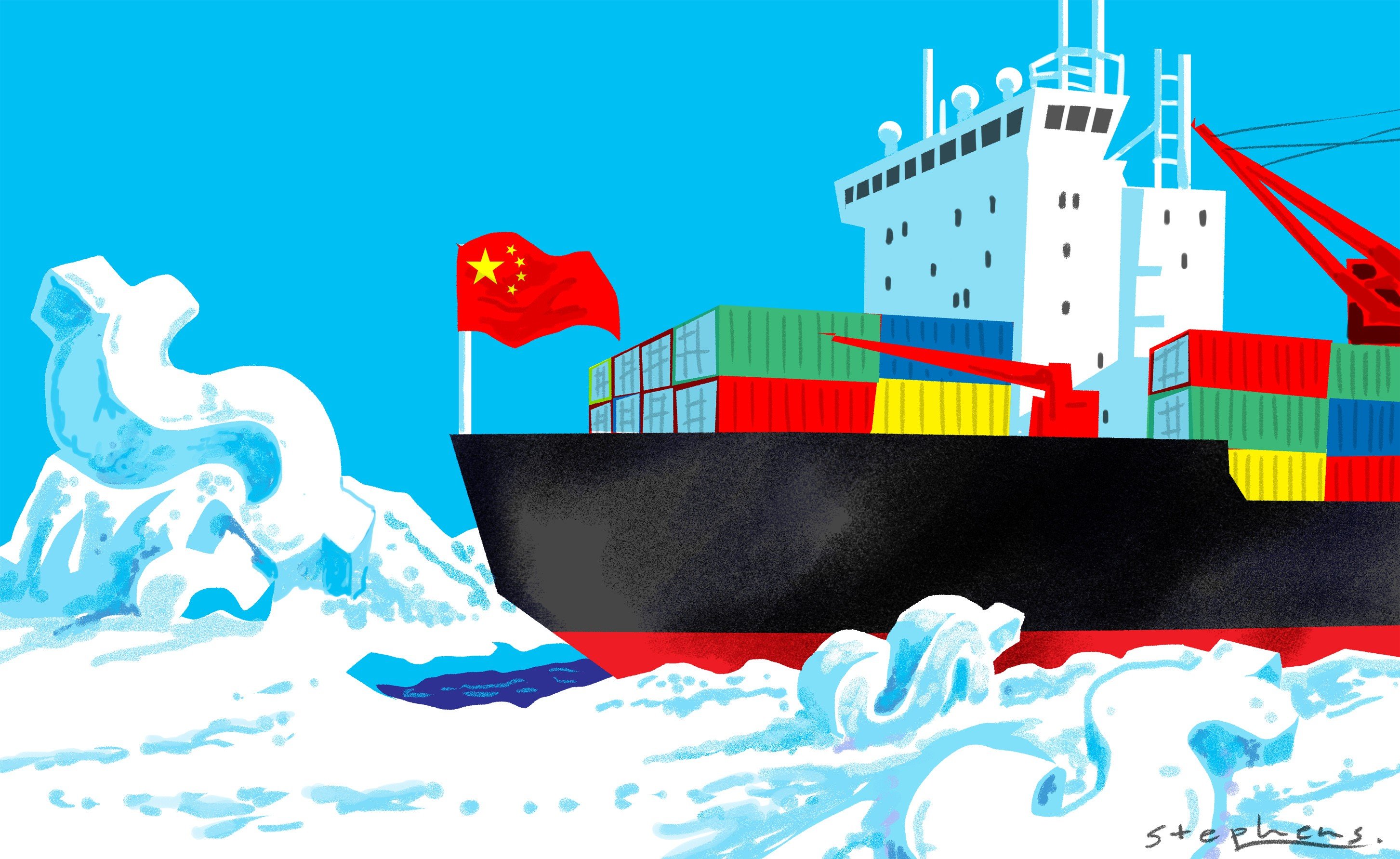 It is no secret that China has been planning to utilise the warming Arctic Ocean to improve trade and logistics ties with Europe. Illustration: Craig Stephens