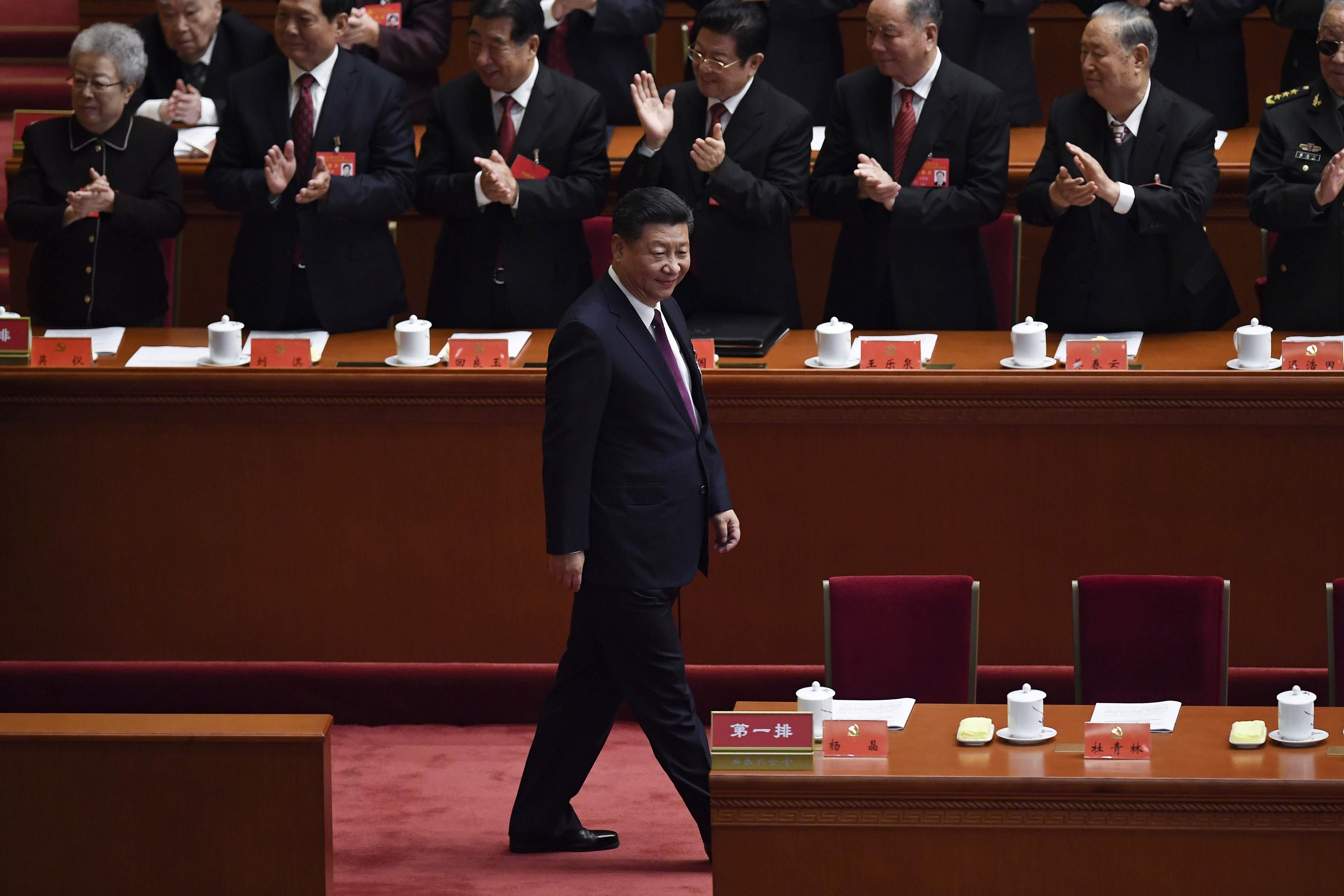 President Xi Jinping attends the opening session of the 19th Communist Party congress at the Great Hall of the People in Beijing. Photo: Agence France-Presse