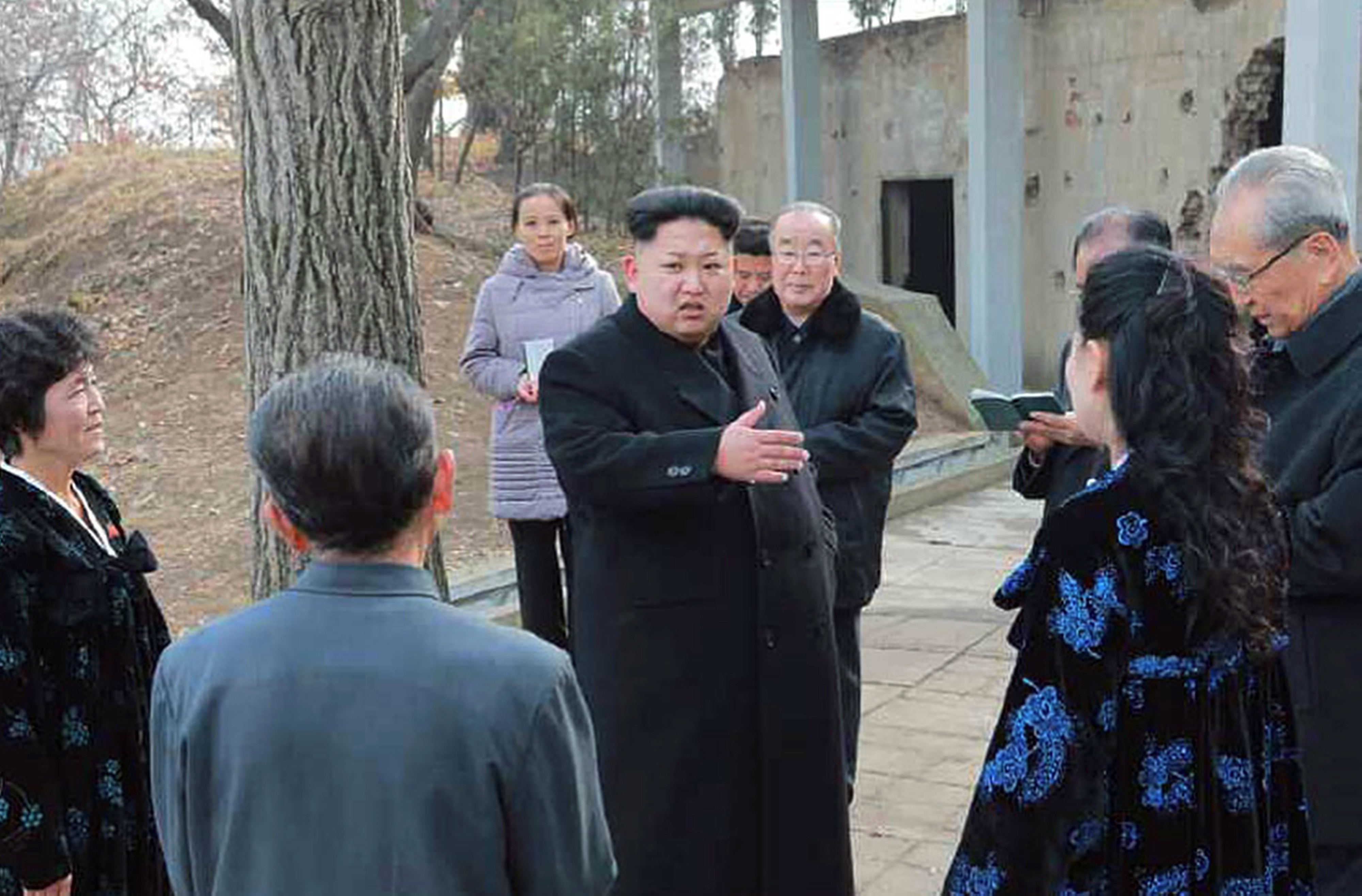 North Korean leader Kim Jong-un’s younger sister Kim Yo-jong (centre, behind Kim Jong-un) has become one of the most powerful women in North Korea. Photo: KCNA