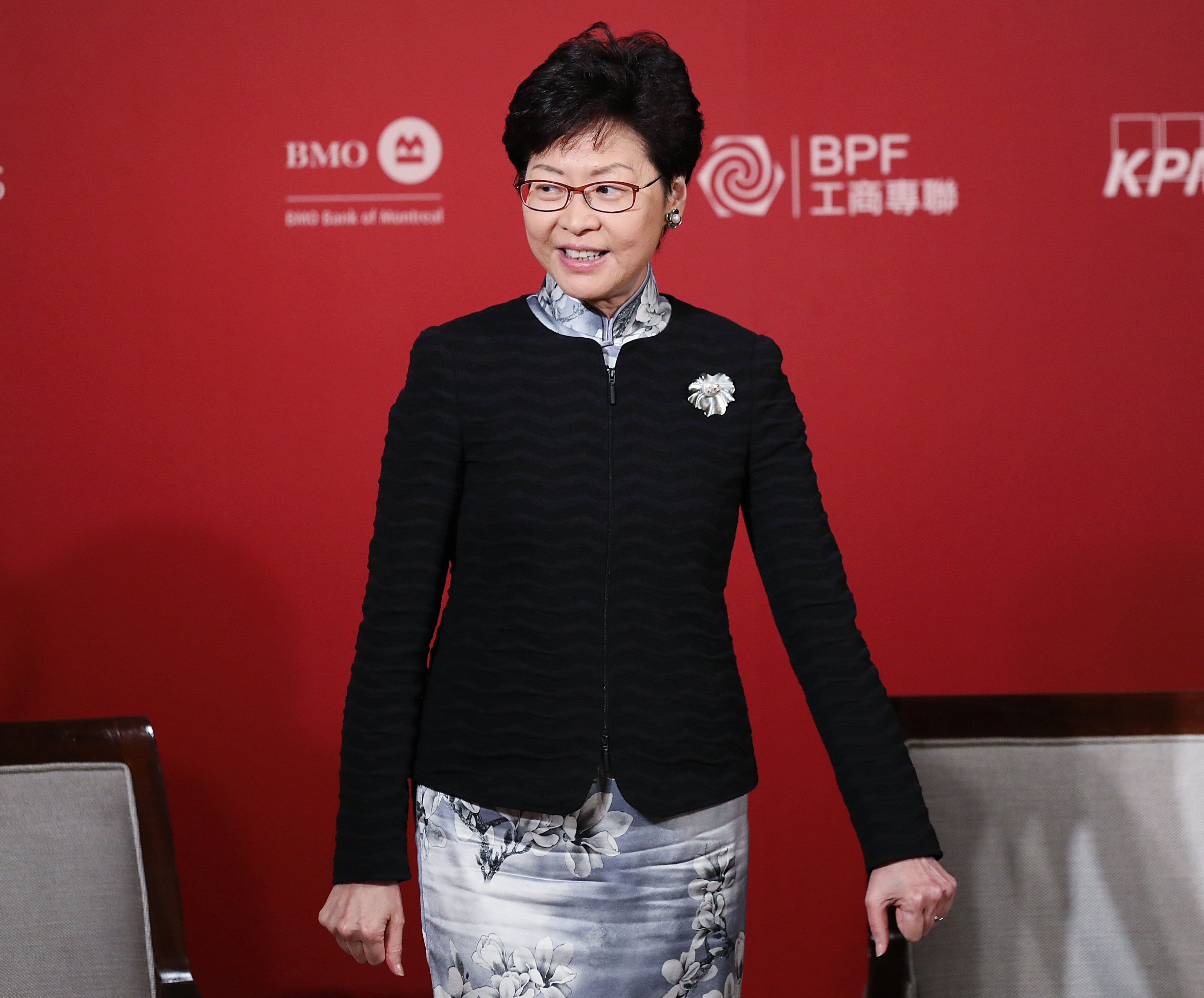 Chief Executive Carrie Lam attends the Canadian Chamber Luncheon on Monday. The two tax measures Lam announced in her policy address signal a competitive new direction for Hong Kong’s tax system: using tax policies to strategically support economic growth. Photo: Edward Wong