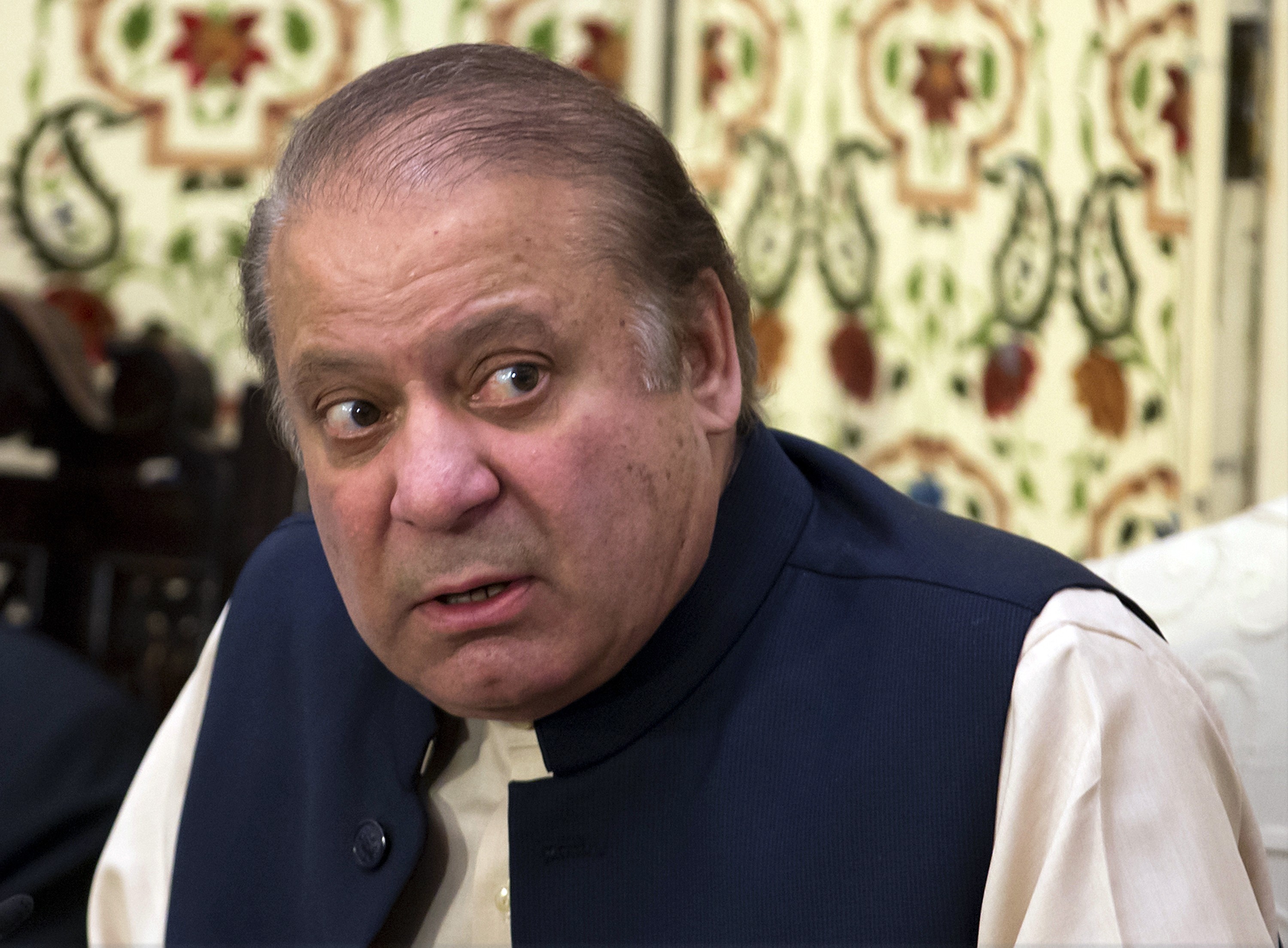 FILE – In this Sept. 26, 2017 file photo, Pakistan's former Prime Minister Nawaz Sharif addresses a news conference in Islamabad, Pakistan. Pakistan’s anti-corruption authorities early Monday, Oct. 9, 2017 arrested the son-in-law of former Prime Minister Nawaz Sharif in connection with corruption cases pending against him. (AP Photo/B.K. Bangash, File)