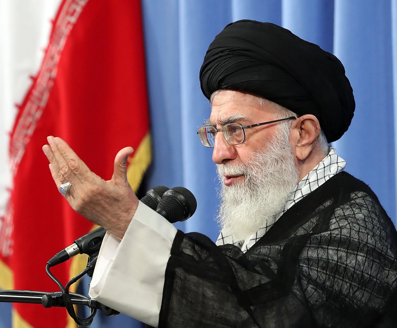 Iranian supreme leader Ayatollah Ali Khamenei speaks during a ceremony in Tehran in May. Khamenei has been adamant that Iran’s nuclear programme is not for building nuclear weapons, that it has the right to a peaceful nuclear programme and that Iran’s opposition to the United States did not change after the 2015 nuclear deal. Photo: EPA
