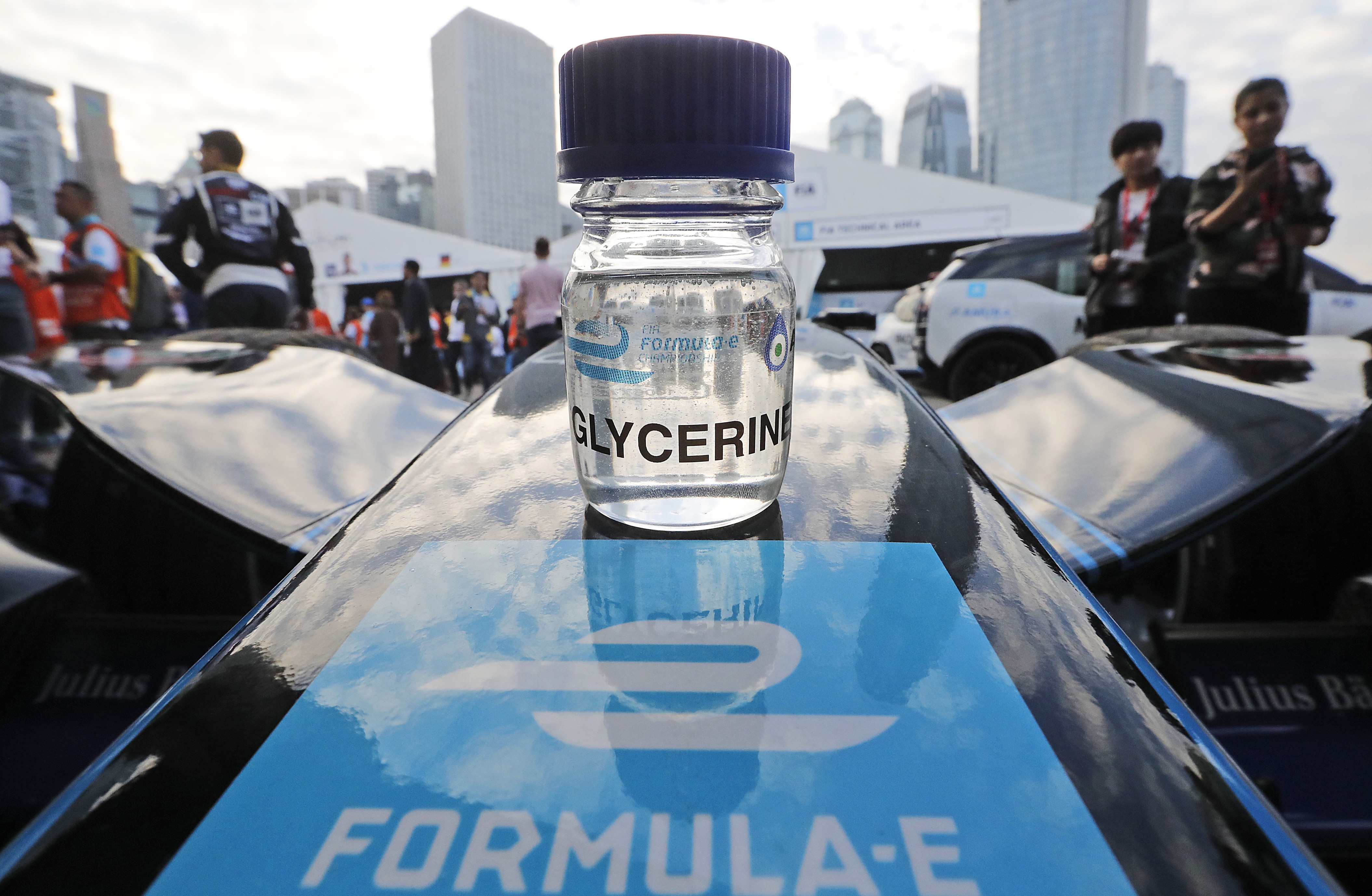 Glycerine fuels the Formula E car at the Hong Kong E-Prix. Photo: Edward Wong