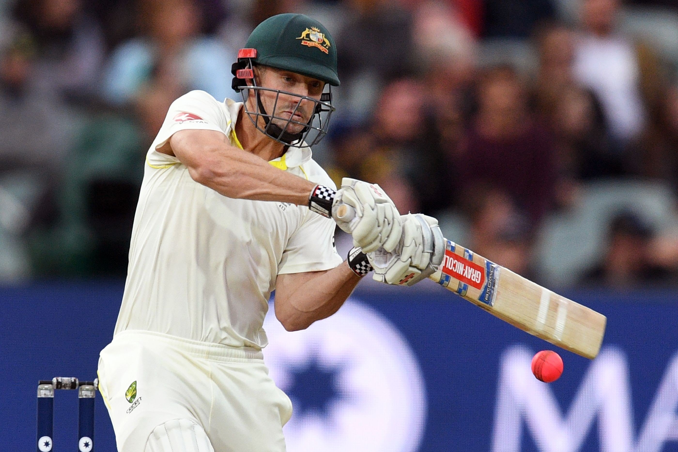 Australian batsman Shaun Marsh hit his first century for over a year and his first tonne against England. Photo: AFP