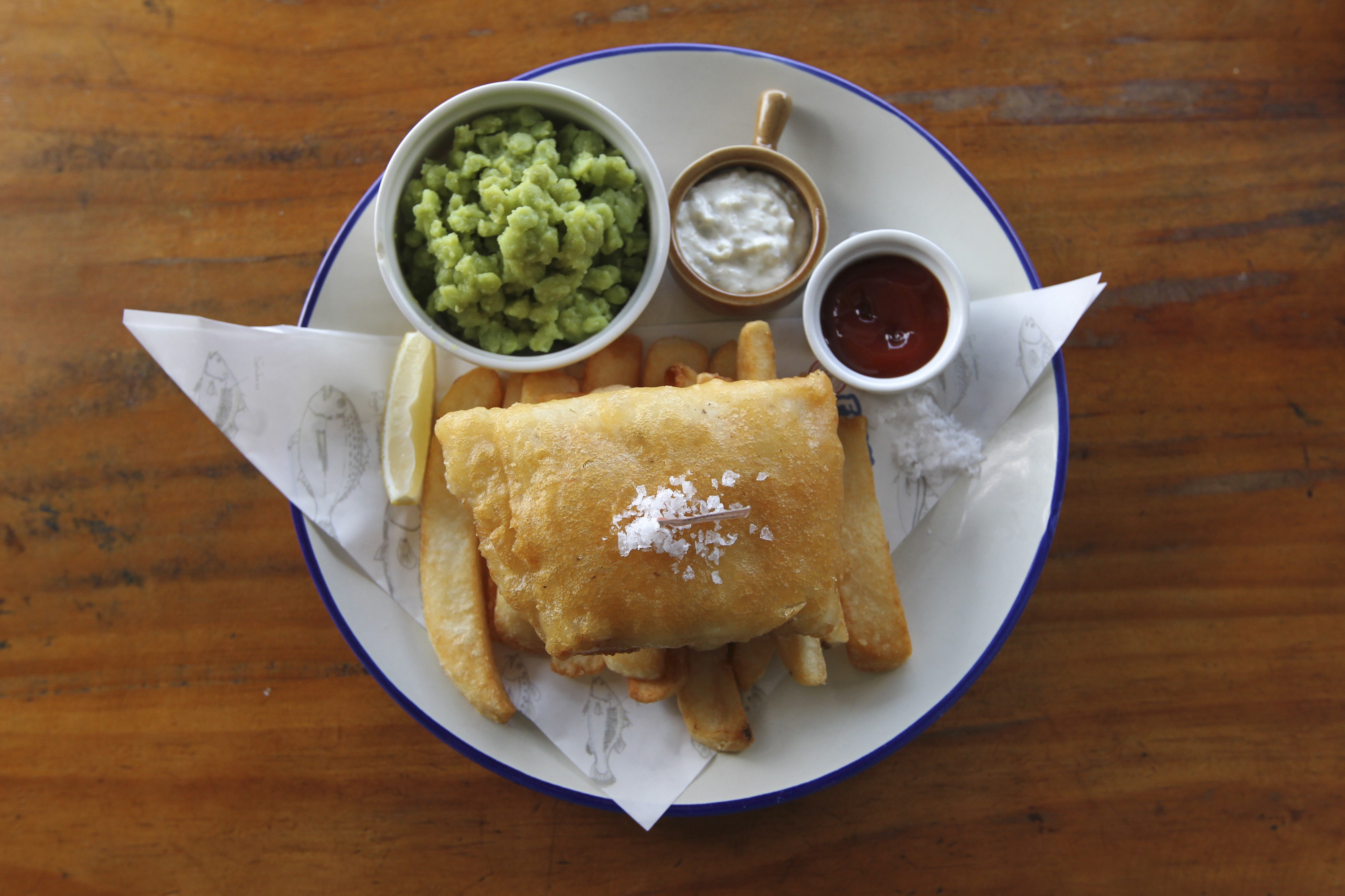Haddock and chips with mushy peas from Fish and Chick in Kennedy Town. Photo: Roy Issa