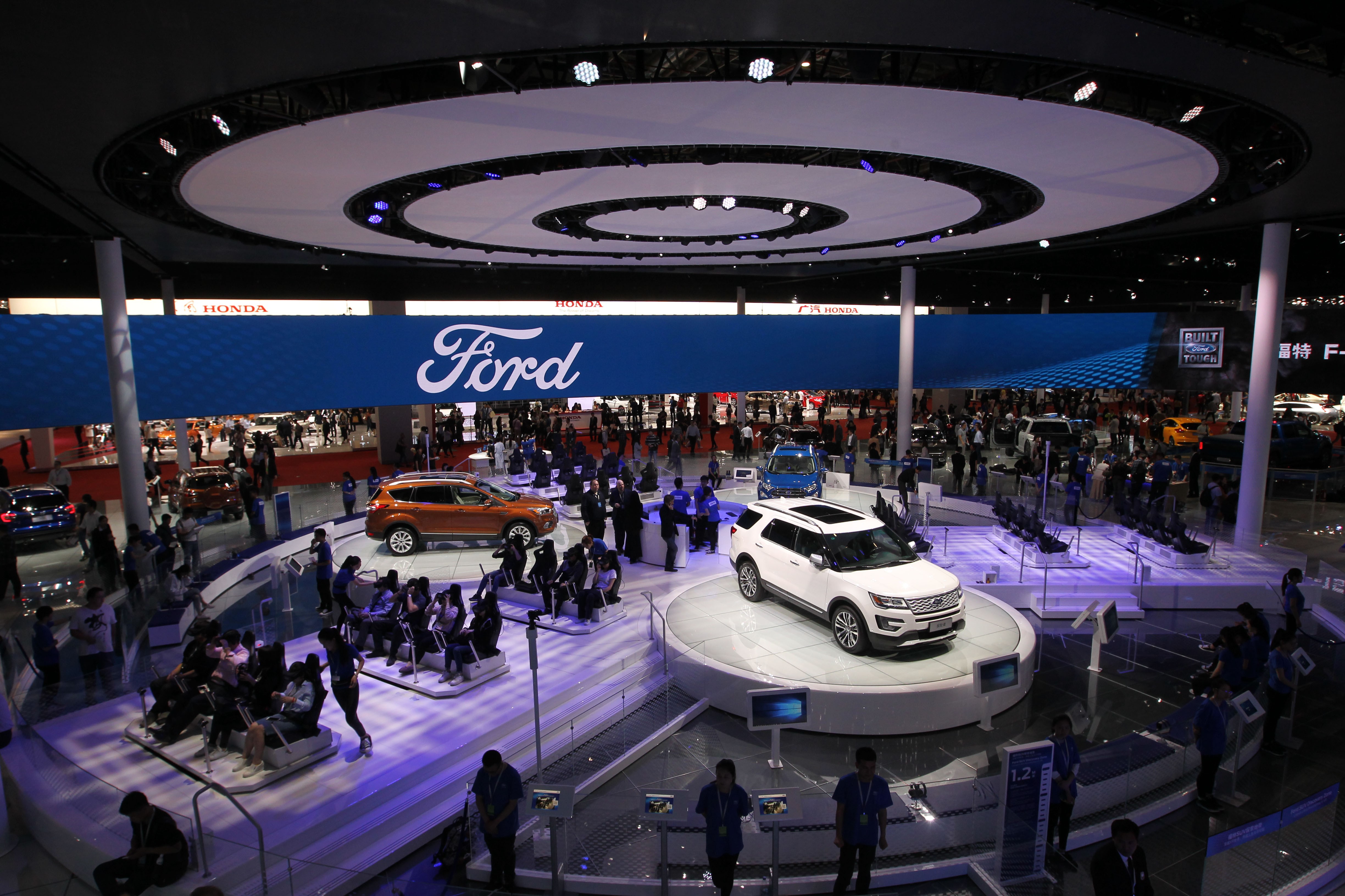 The Ford Motor Company showcase at the 17th Shanghai International Automobile Industry Exhibition in April this year. A strategic alliance between the US carmaker and e-commerce company Alibaba Group Holding is widely expected to disrupt the jobs of car salesmen at dealerships across China. Photo: Simon Song