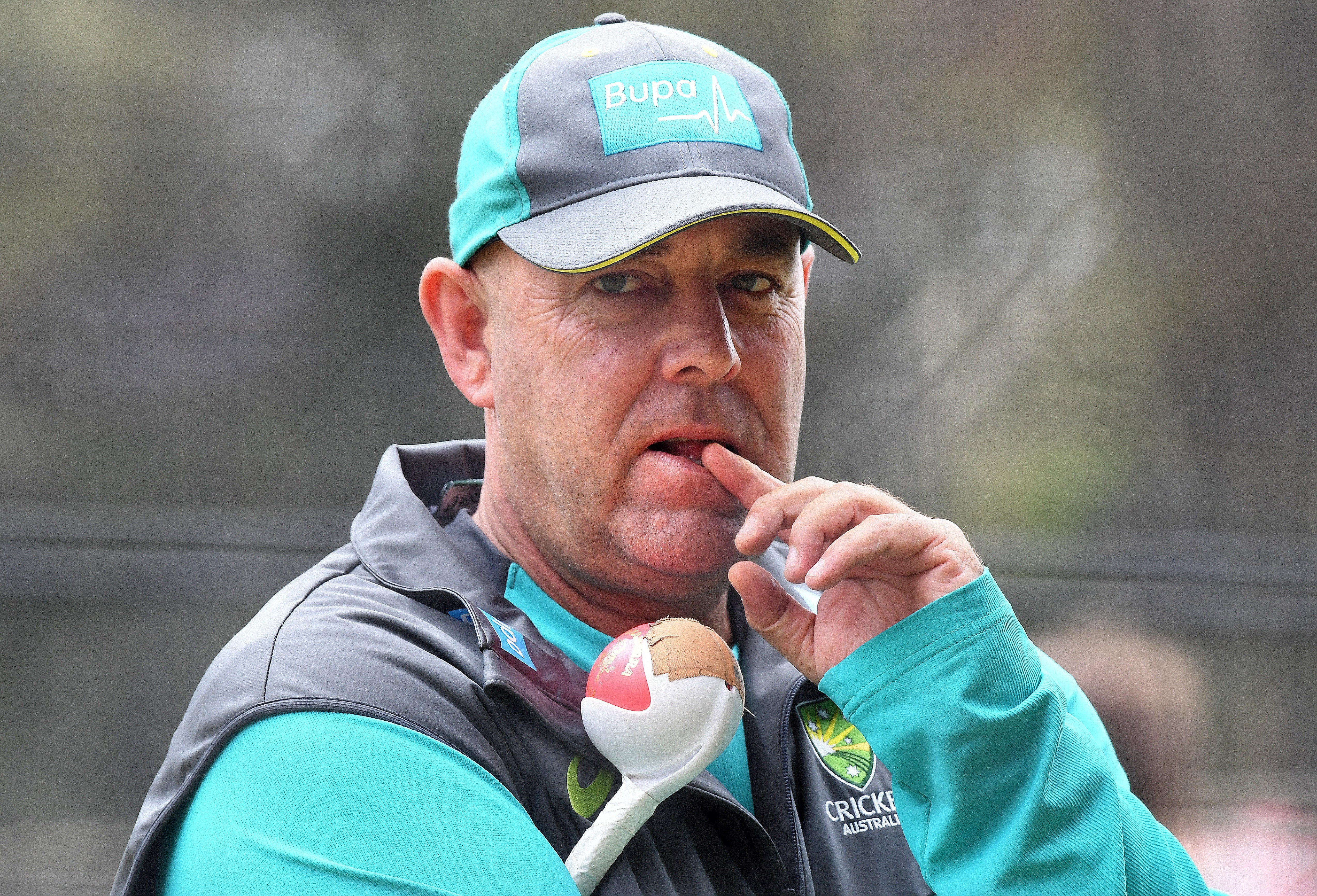 Australia coach Darren Lehmann looks on during a training session at the Adelaide Oval. He believes there is an alcohol issue in the England squad. Photo: EPA