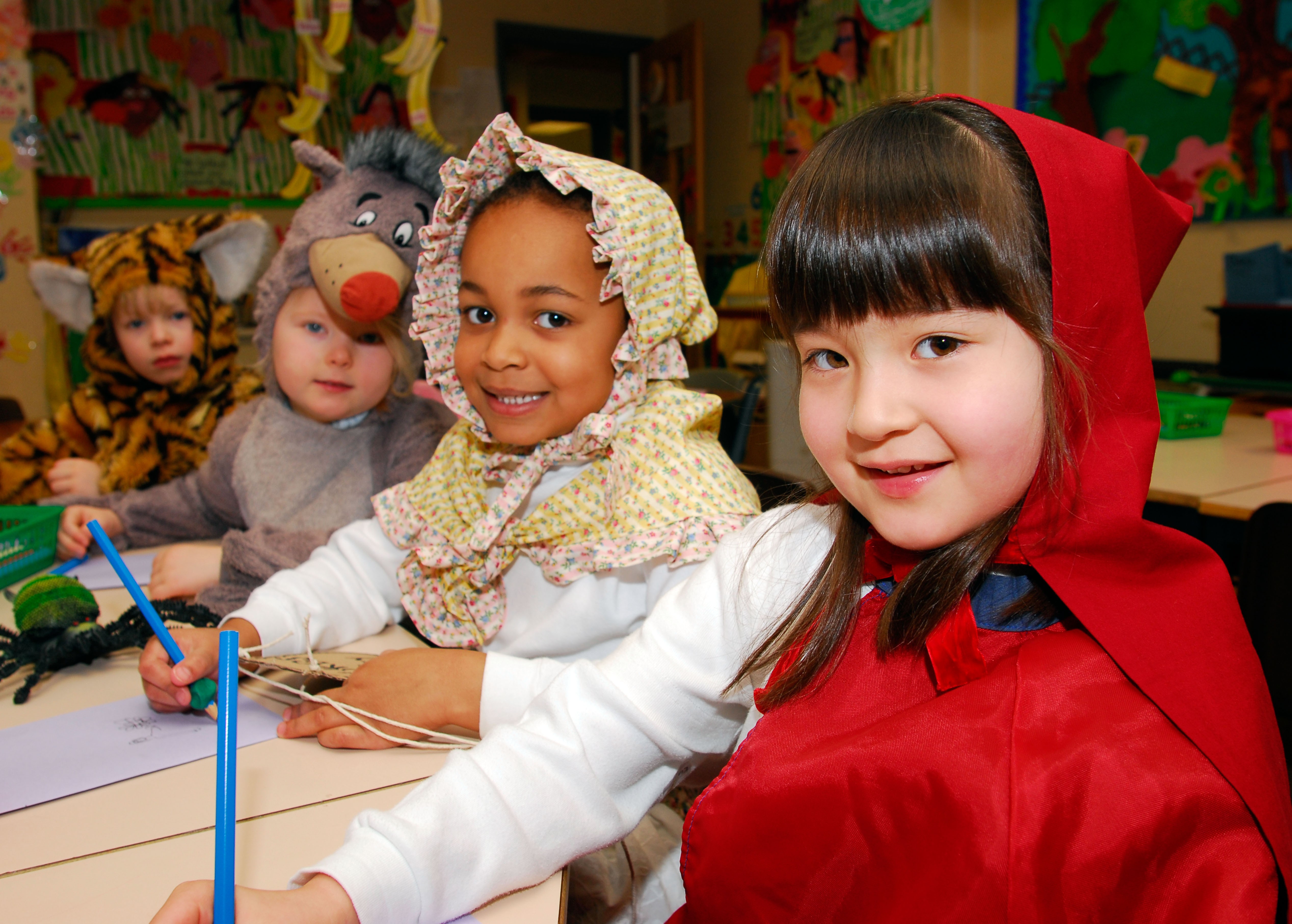 Parents can extend nursery rhyme fun with their child by encouraging them to devise their own actions, paint pictures of their favourite characters, and having a dressing-up box for role play. Photo: Alamy