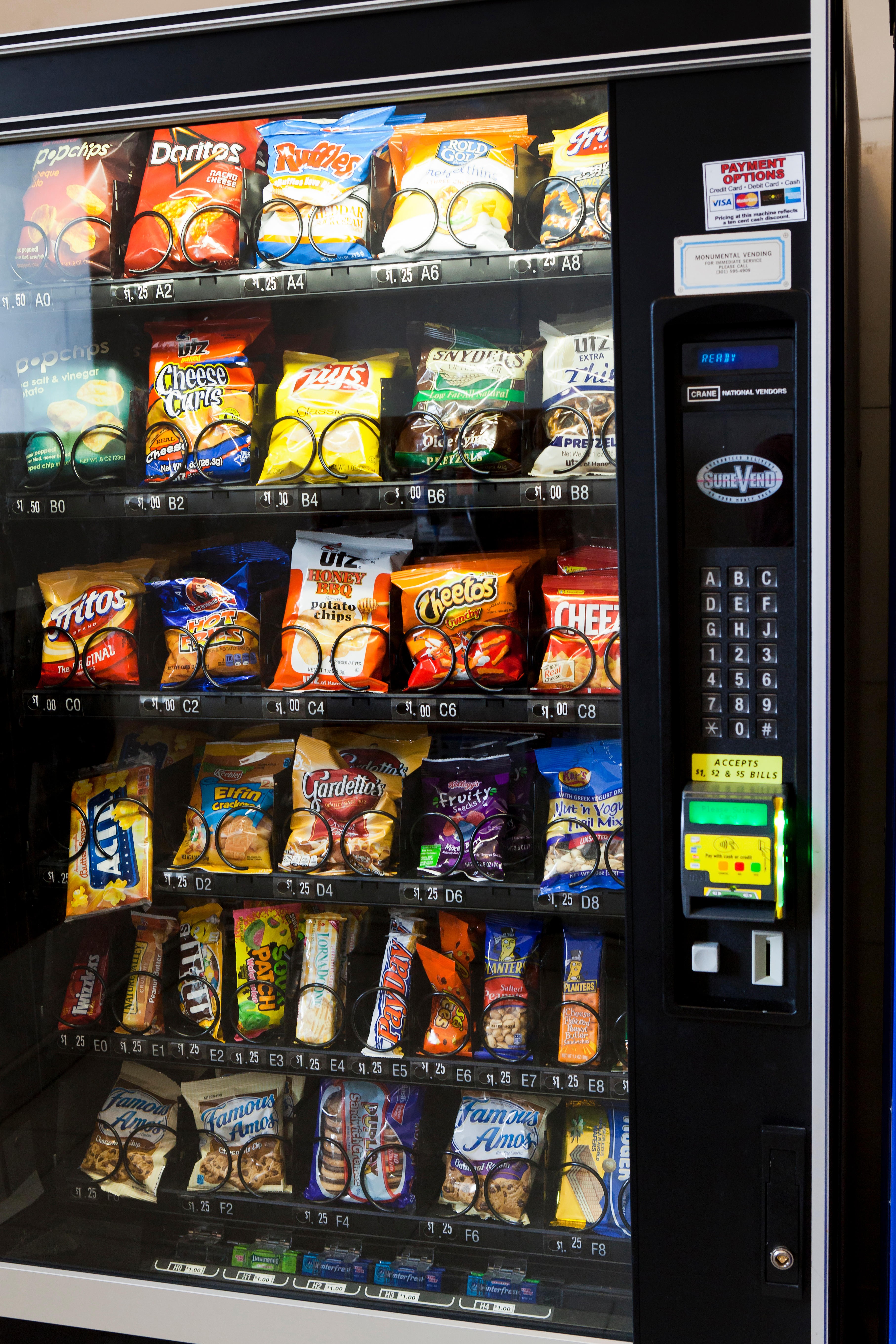 Many schools now have vending machines that sell confectionery, crisps and fizzy drinks. Photo: Alamy